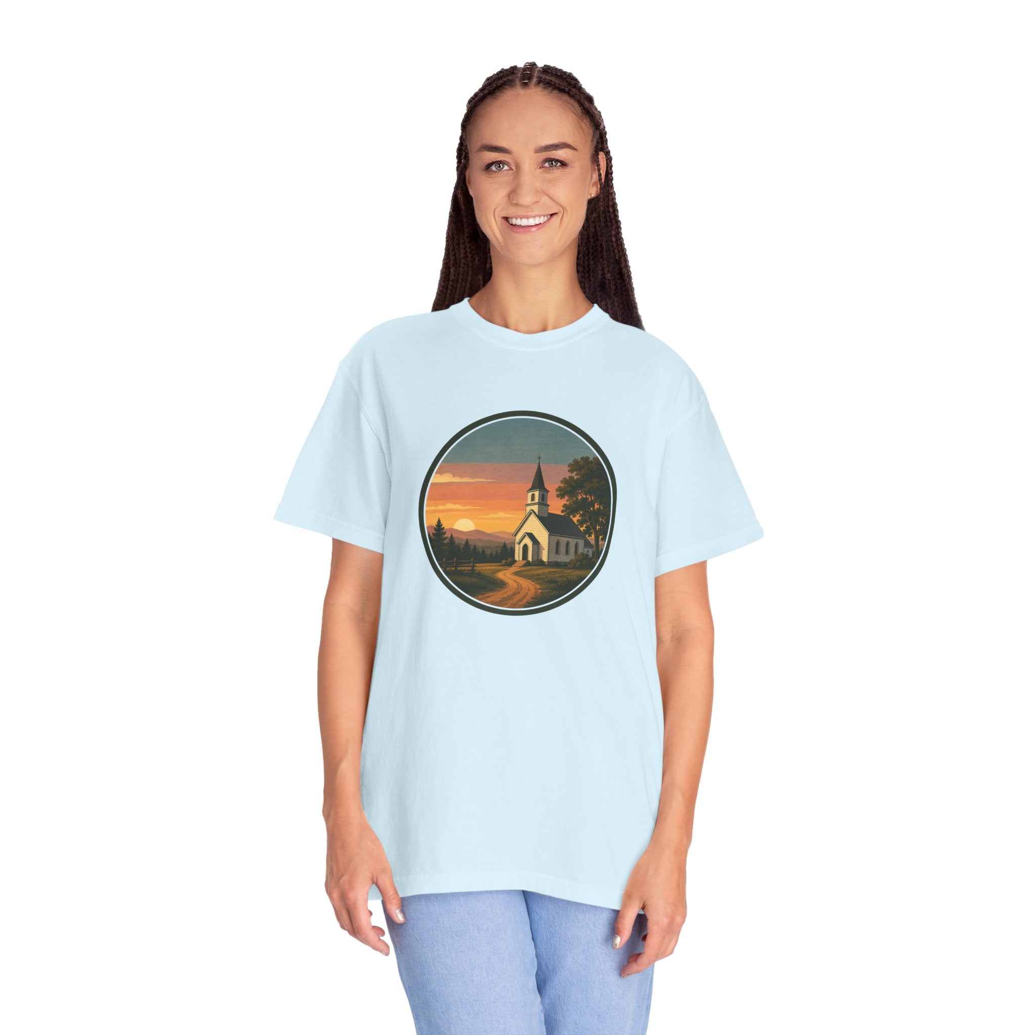 Vintage Church Sunset T-Shirt