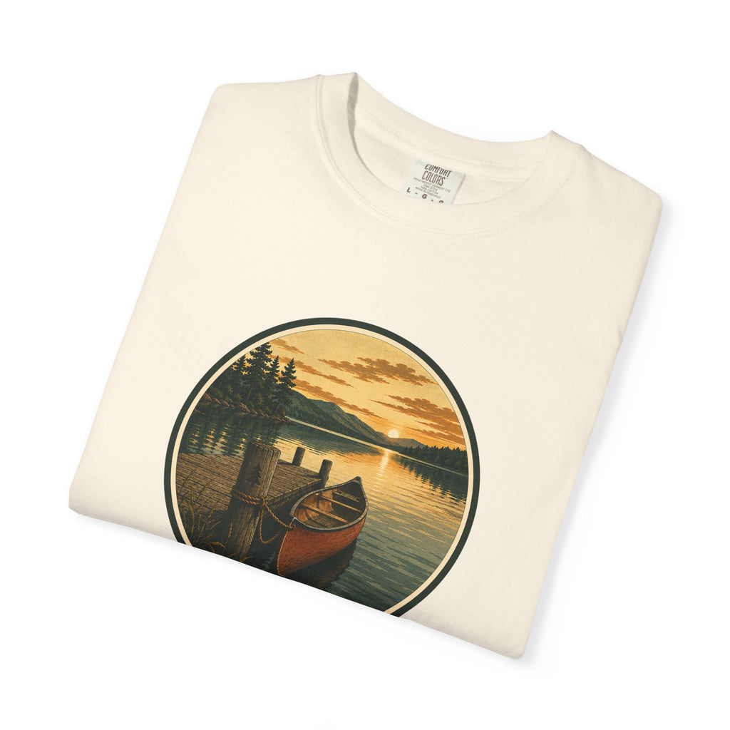 Canoe Sunset T-Shirt — Vintage Lake Adventure Graphic