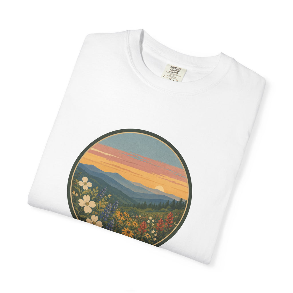 Scenic Sunset Mountain Wildflower T-Shirt