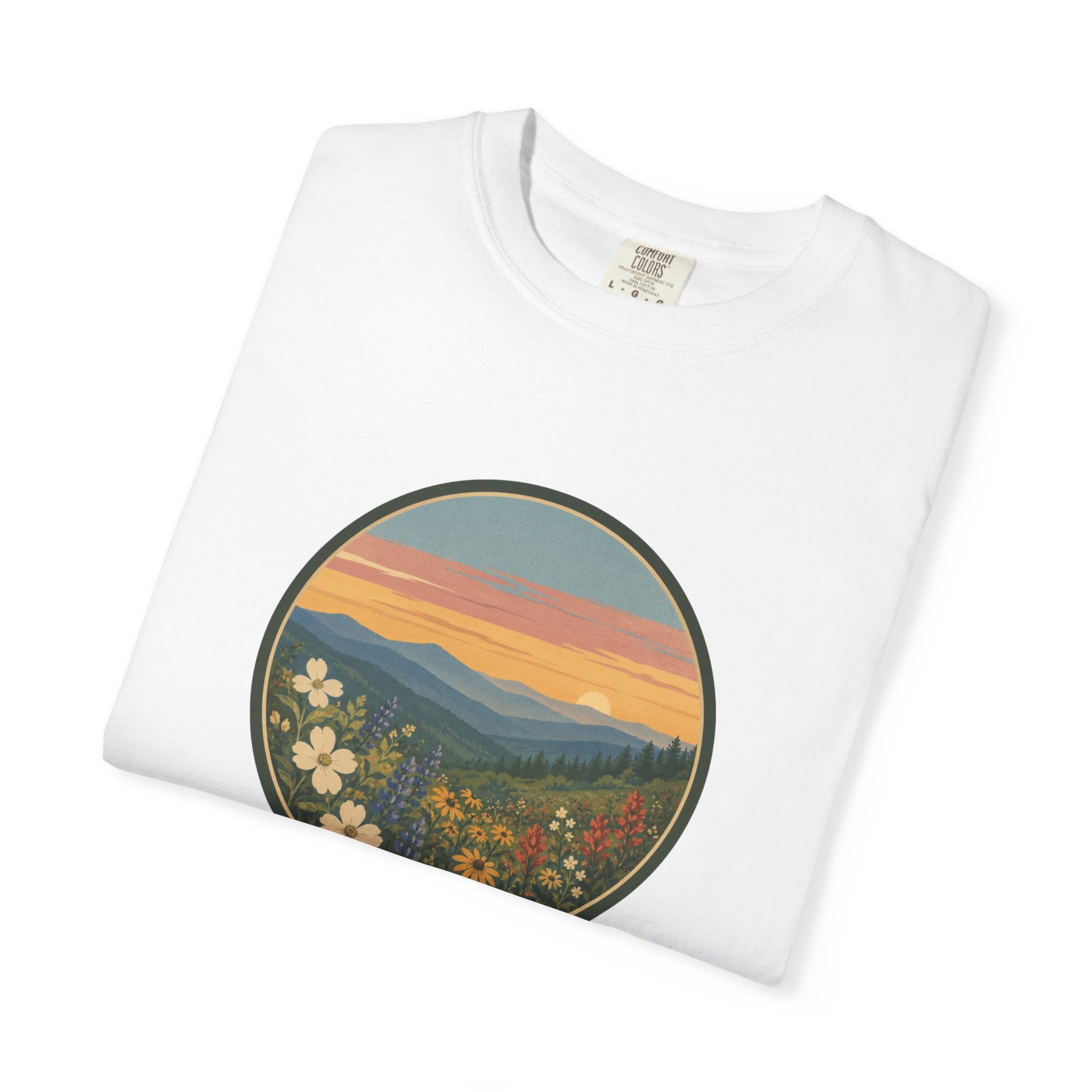 Scenic Sunset Mountain Wildflower T-Shirt