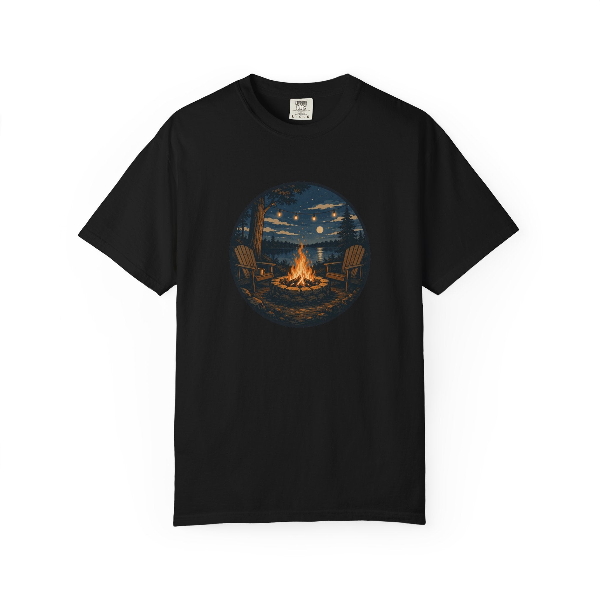 Campfire Night T-Shirt — Cozy Lakeside Bonfire Design