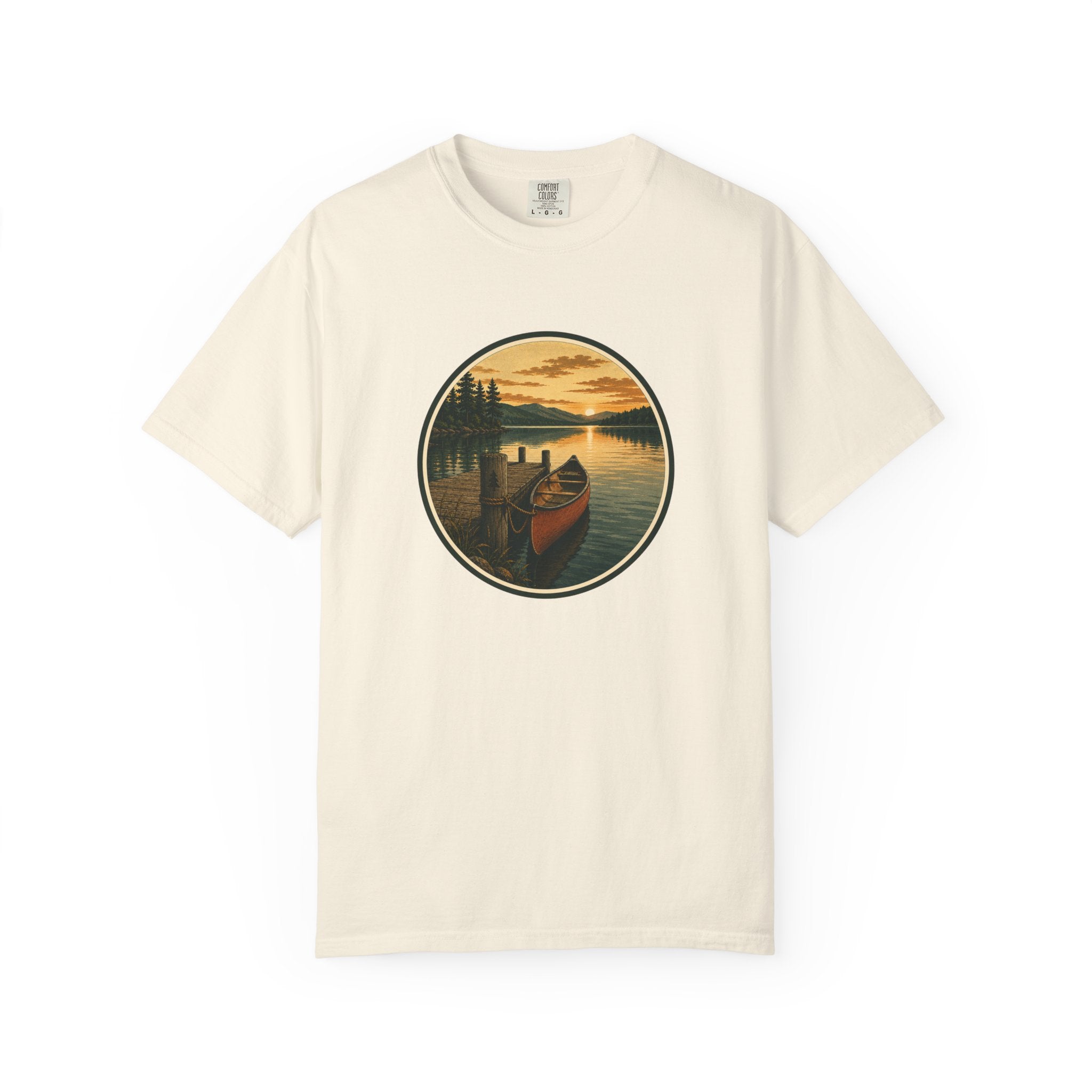 Canoe Sunset T-Shirt — Vintage Lake Adventure Graphic