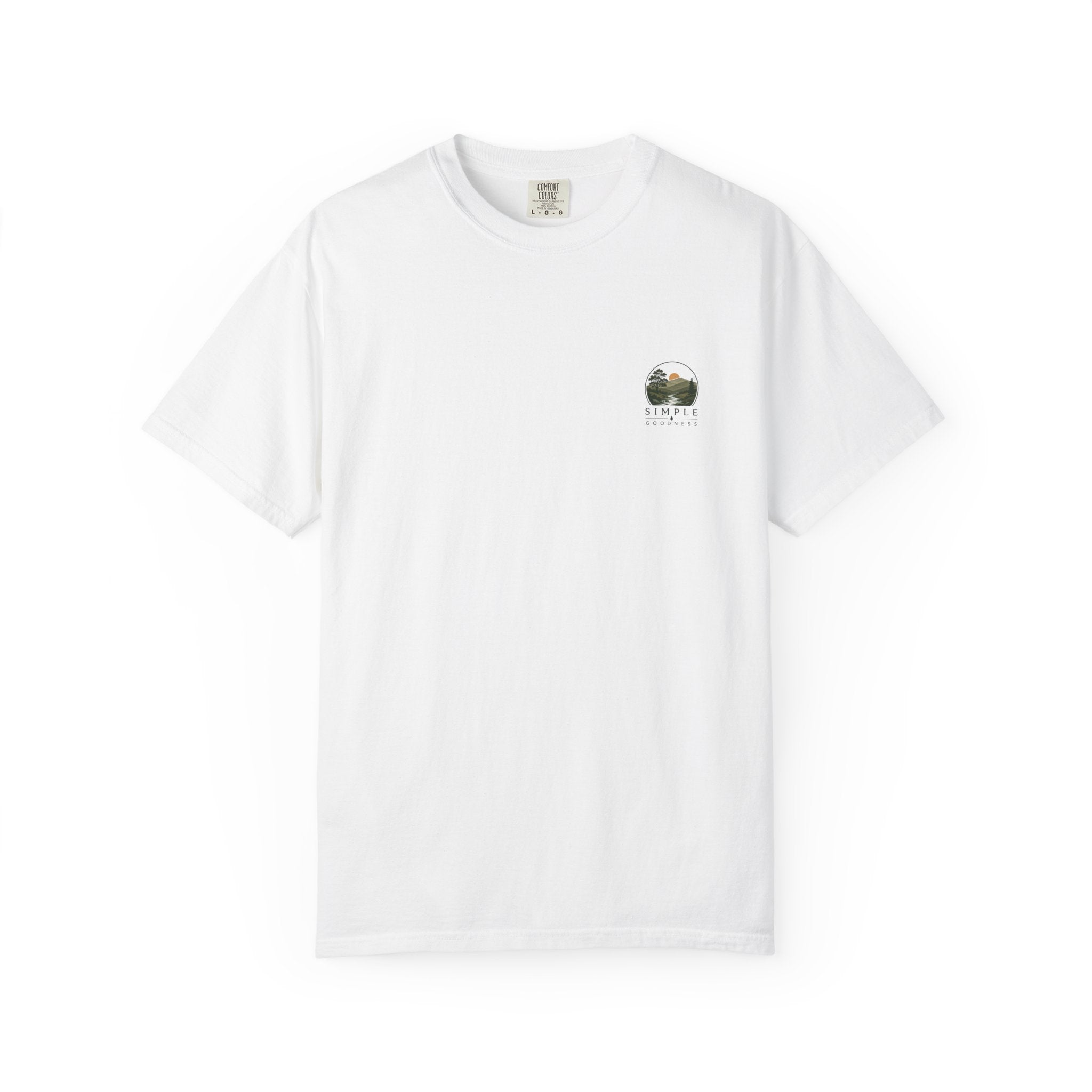 Simple Goodness Official Badge T-Shirt — Sunset Creek Landscape Tee