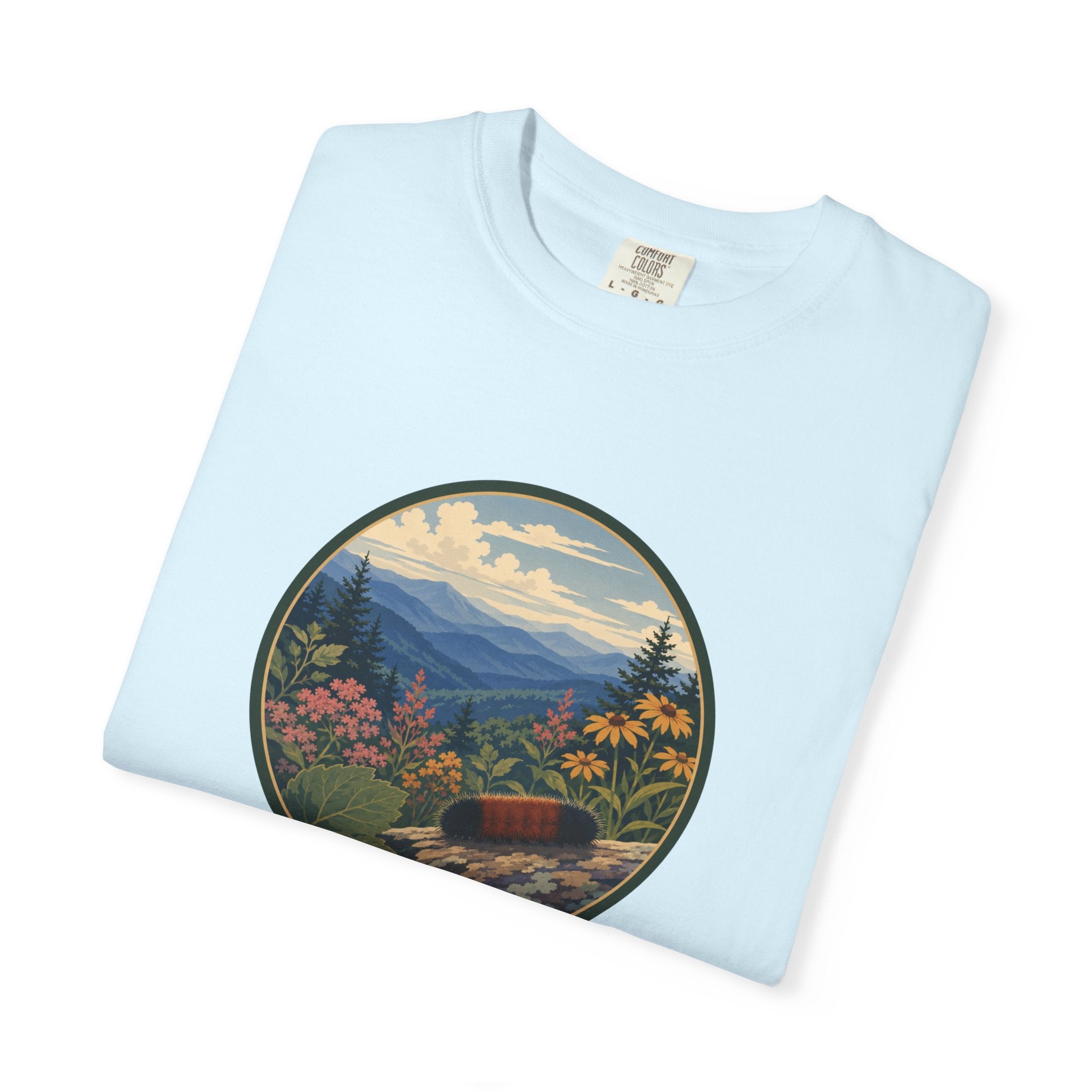 Mountain Caterpillar Scenic T-Shirt — Vintage Wilderness Nature Graphic