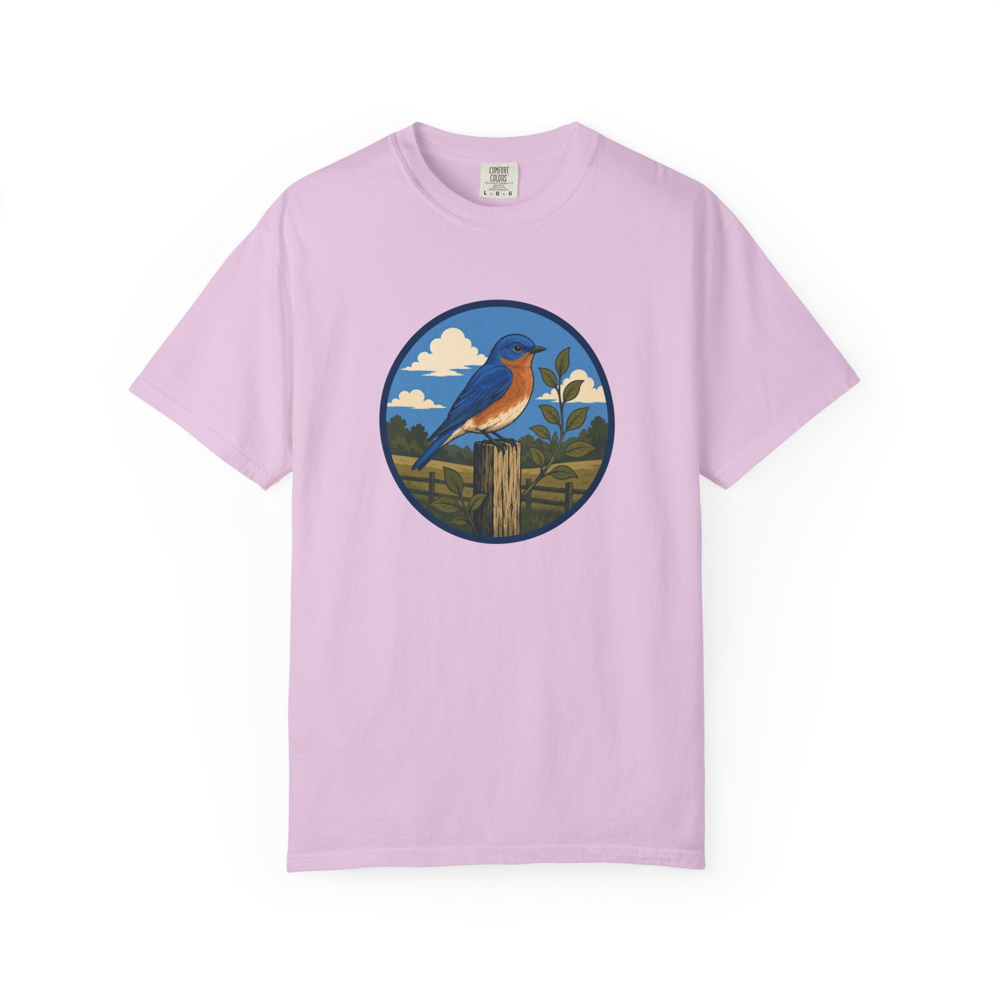 Eastern Bluebird Circle Tee — Vintage Birdwatching Graphic T-Shirt