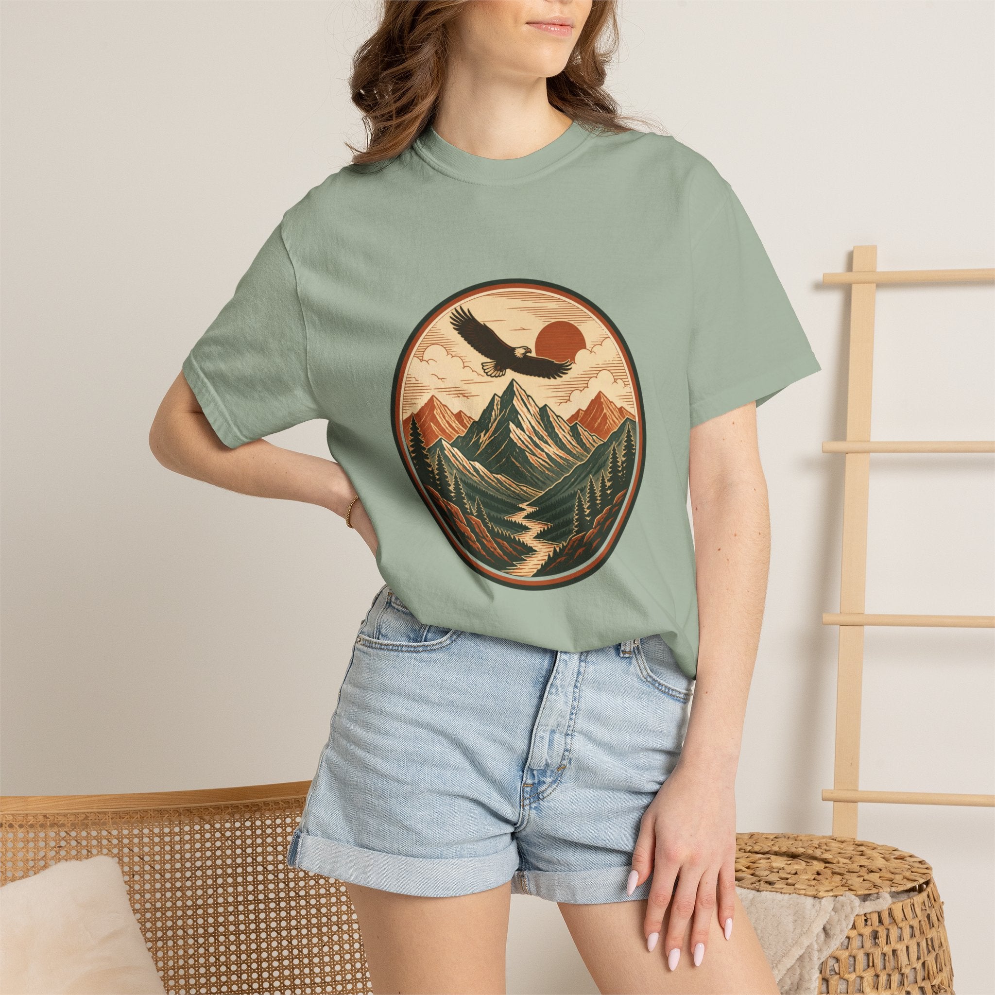 Vintage Mountain Eagle T-Shirt — Retro Outdoor Nature Graphic Tee