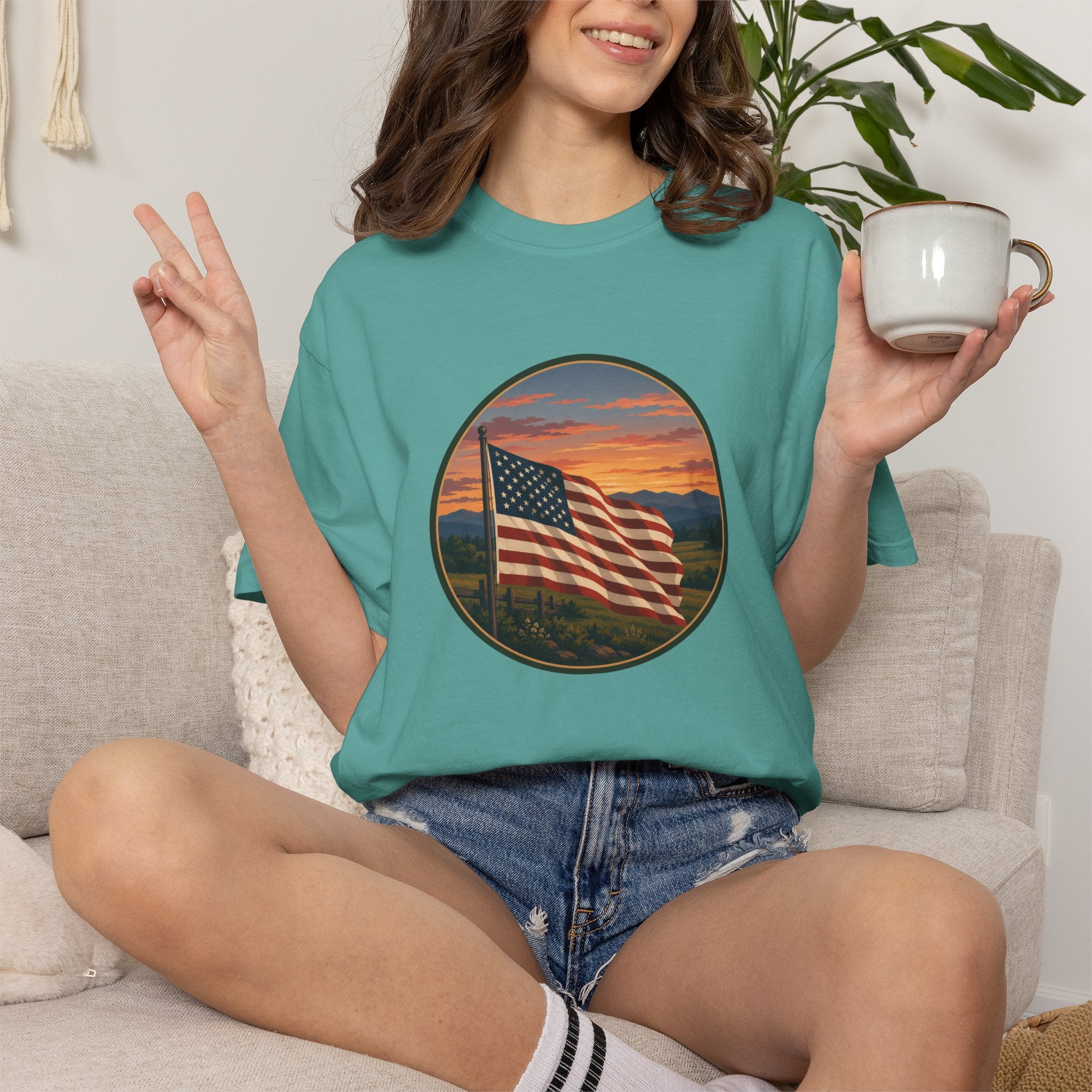 American Flag Sunset T-Shirt