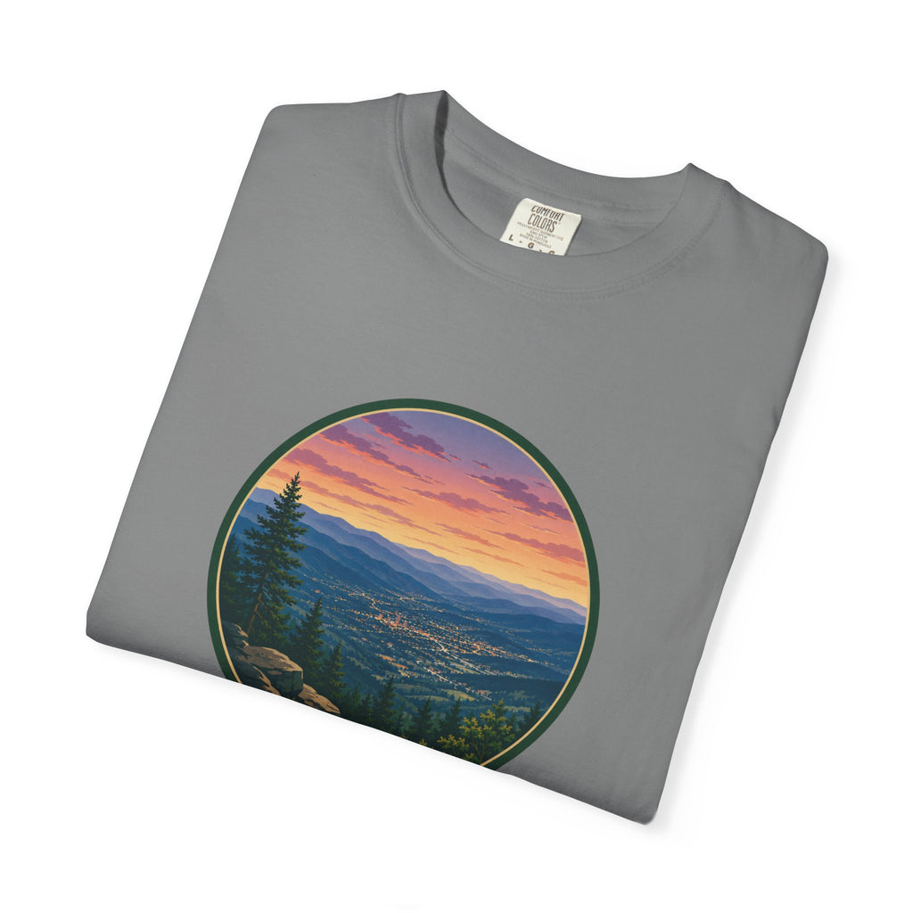 Sunset Mountain T-Shirt - Night Life Below Circle Graphic