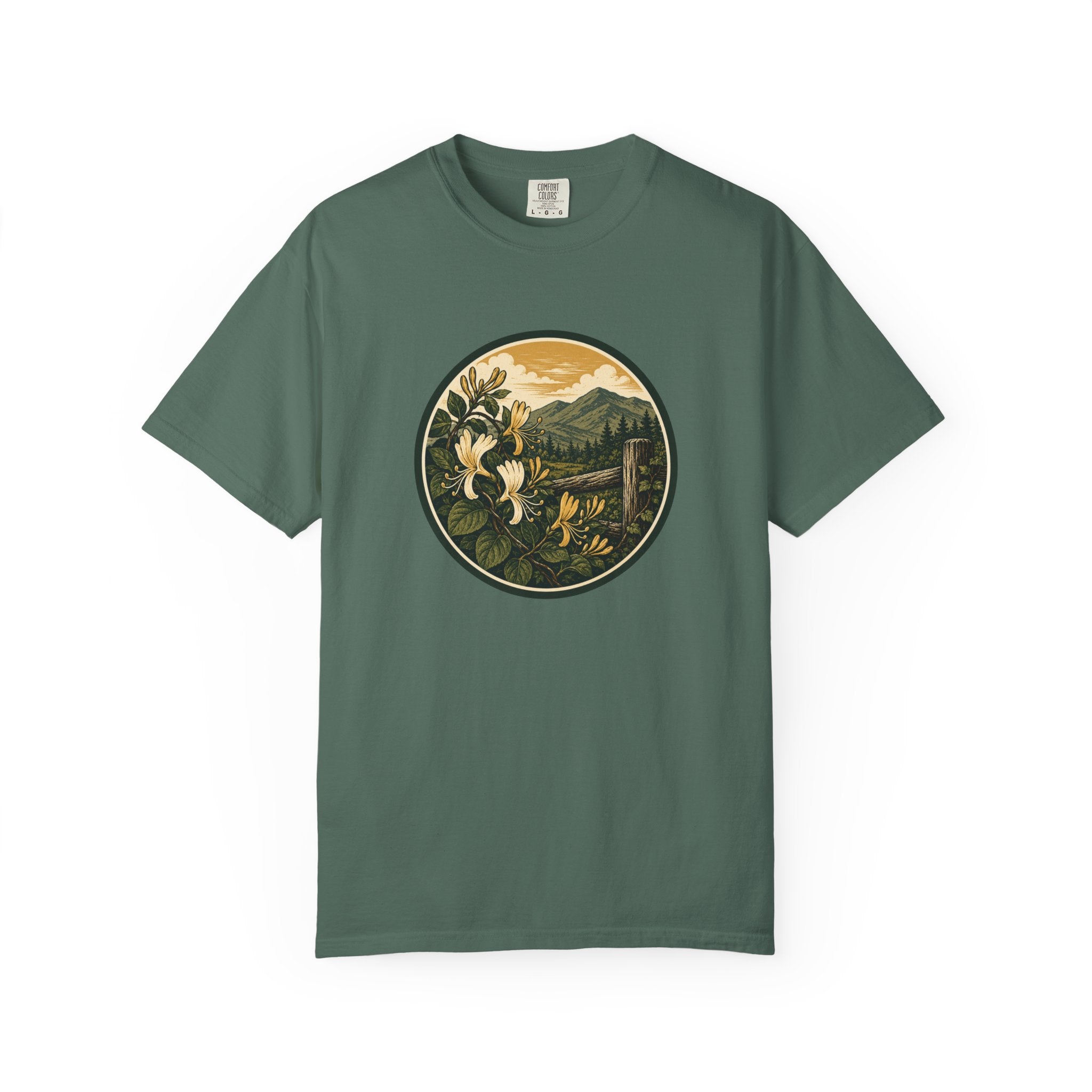 Nature Circle Graphic Tee — Mountain Honeysuckle Scenic T-Shirt