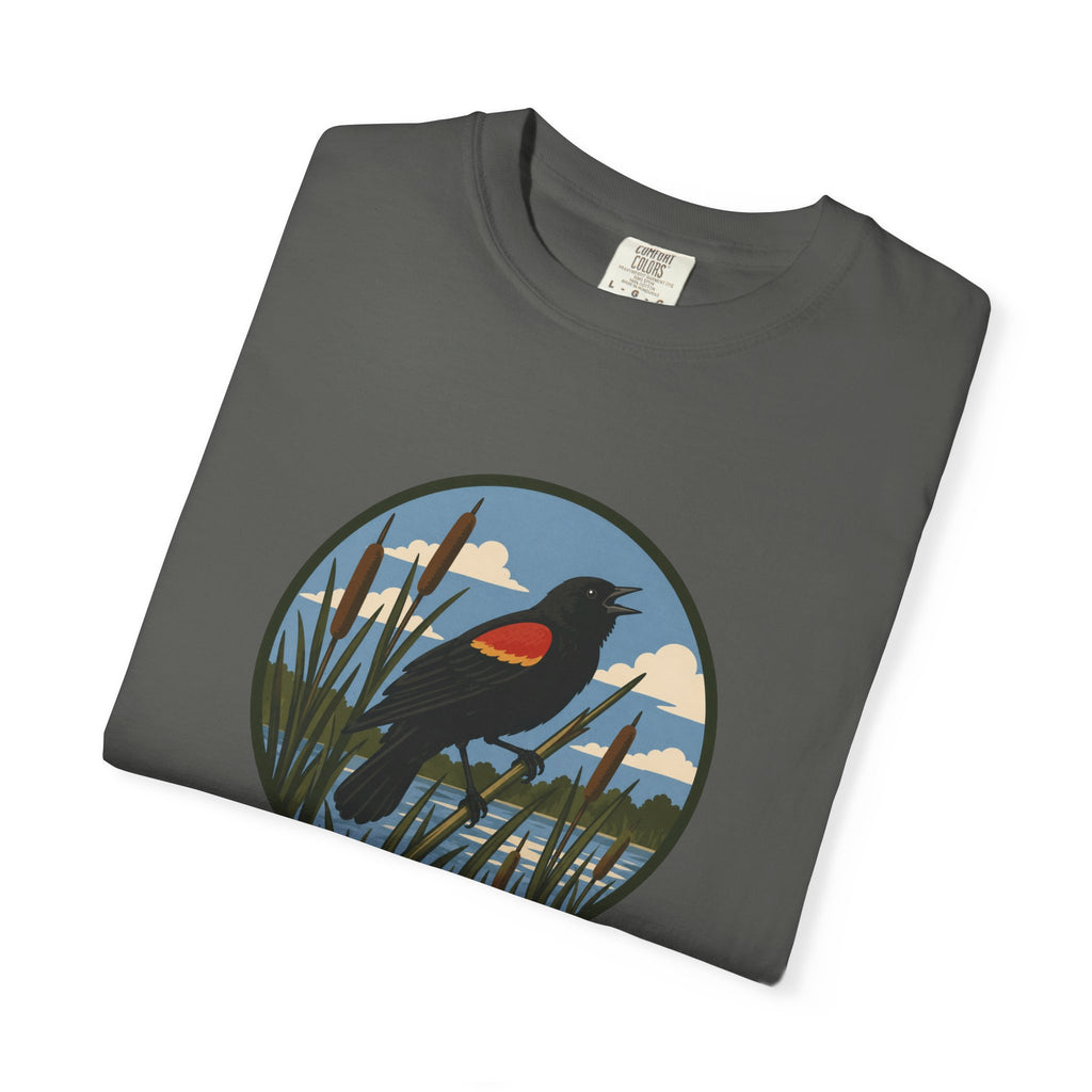 Red-winged Blackbird Graphic Tee — Marsh Bird Nature T-Shirt