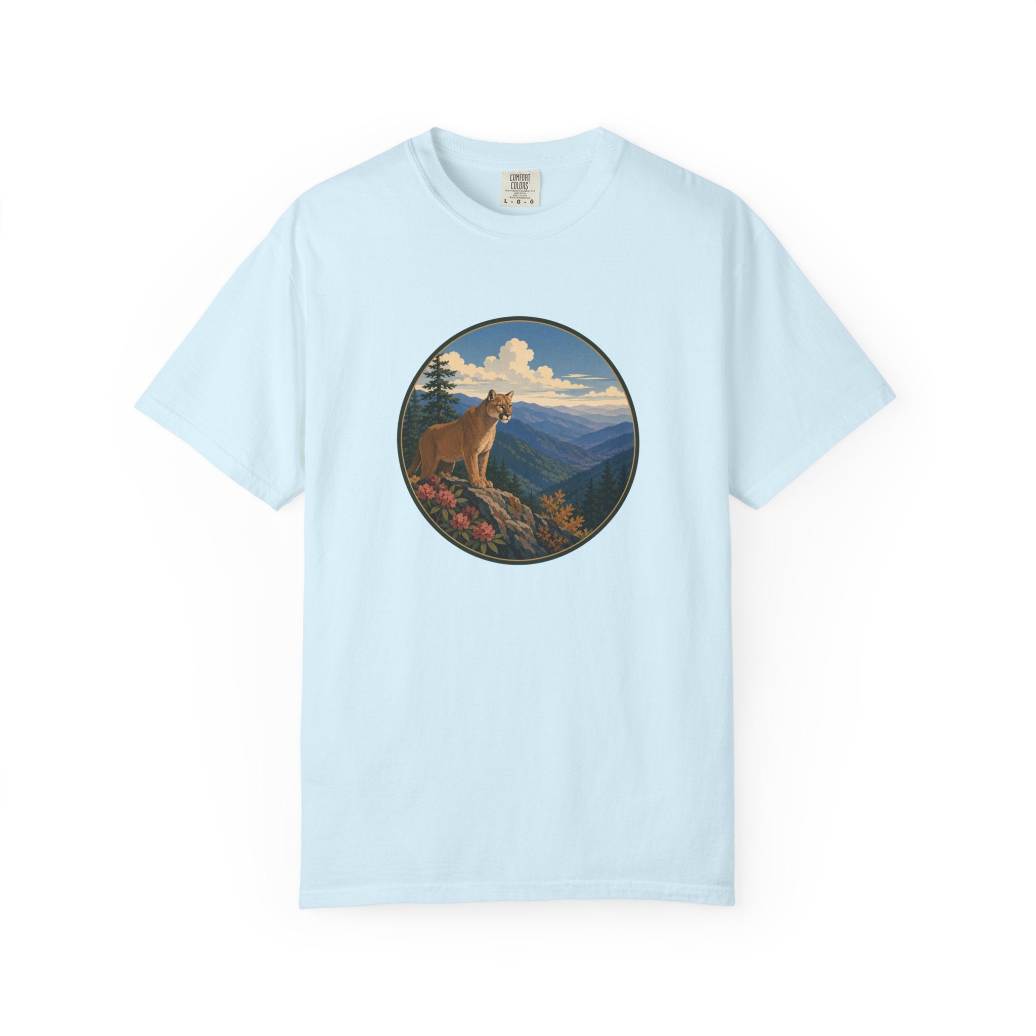 Mountain Lion Scenic T-Shirt — Vintage Nature Wildlife Graphic