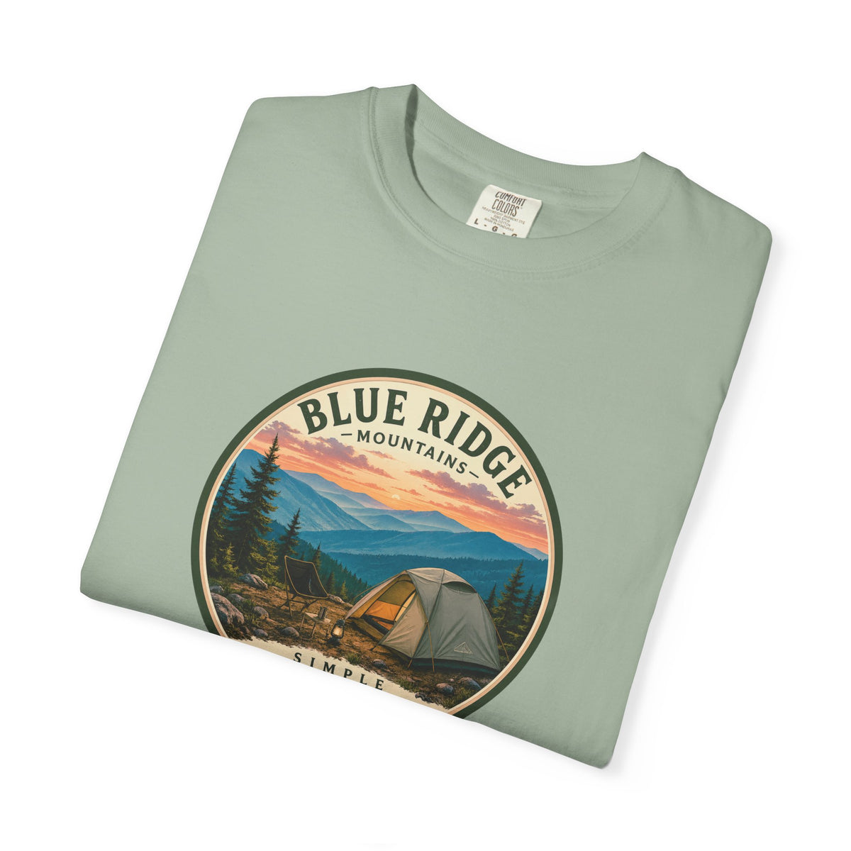 Blue Ridge Mountains Camping T-Shirt — Vintage Scenic Camp Graphic
