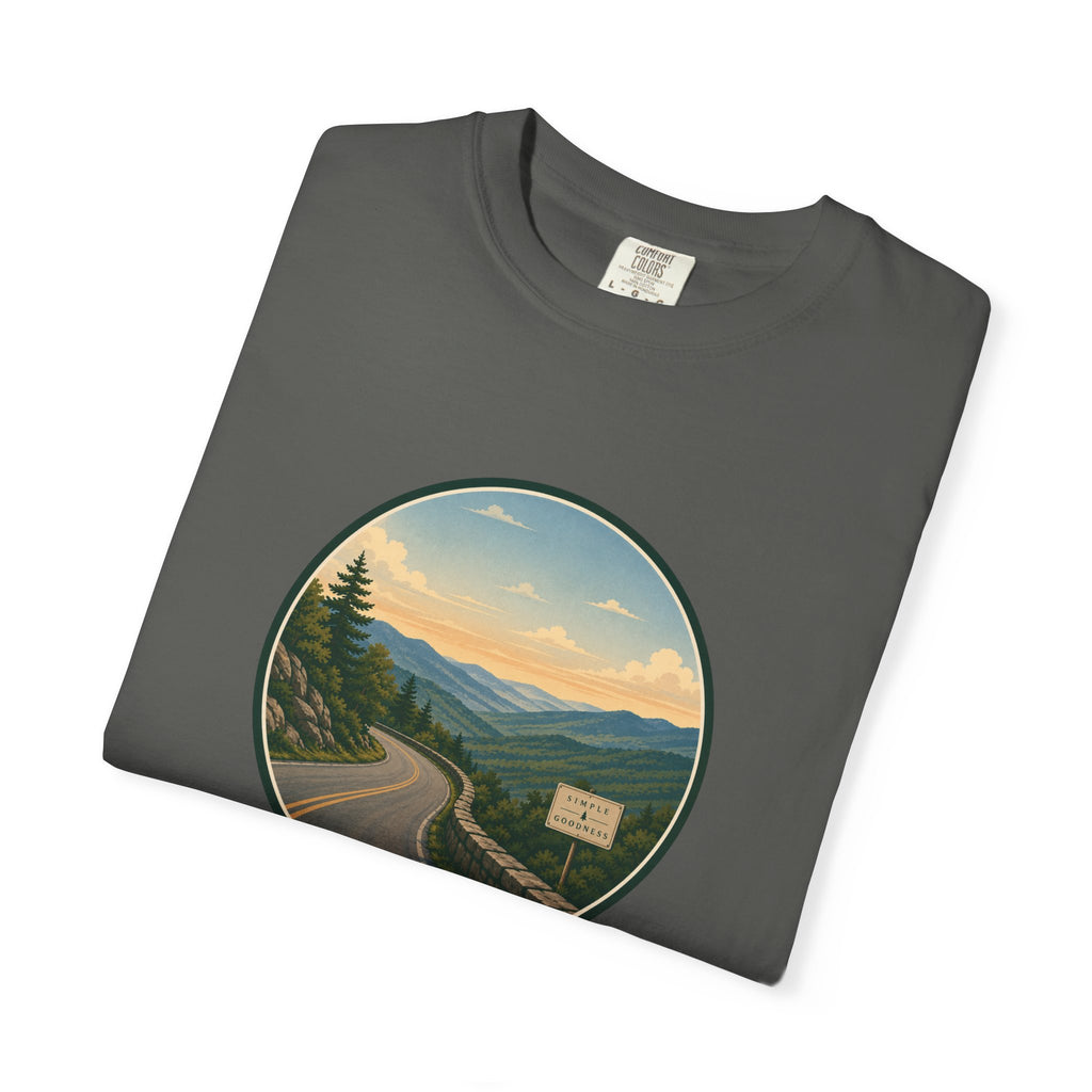 Road Through the Mountains T-Shirt — Scenic Sunset Drive Graphic Tee
