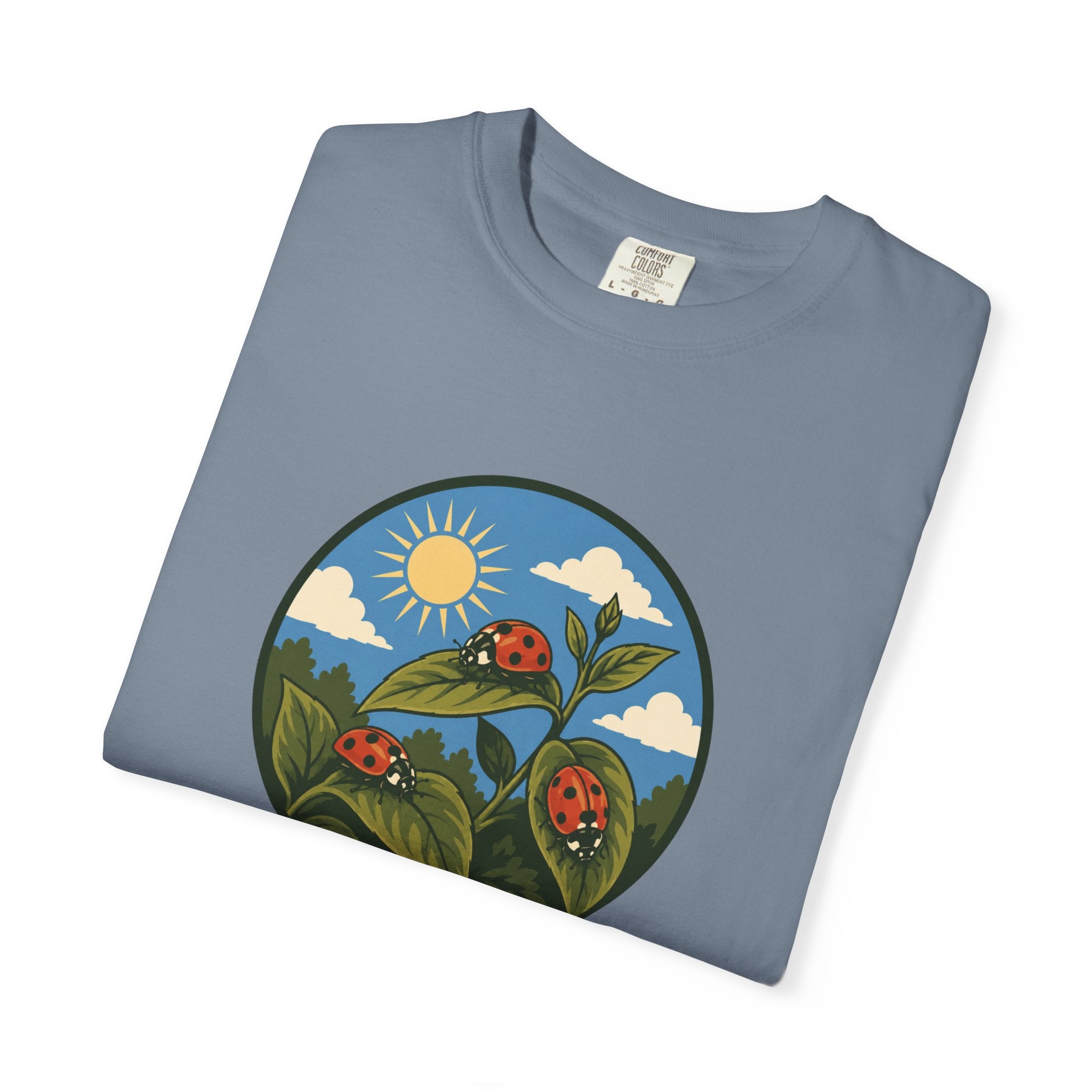 Ladybug Garden T-Shirt — Floral Nature Graphic Tee