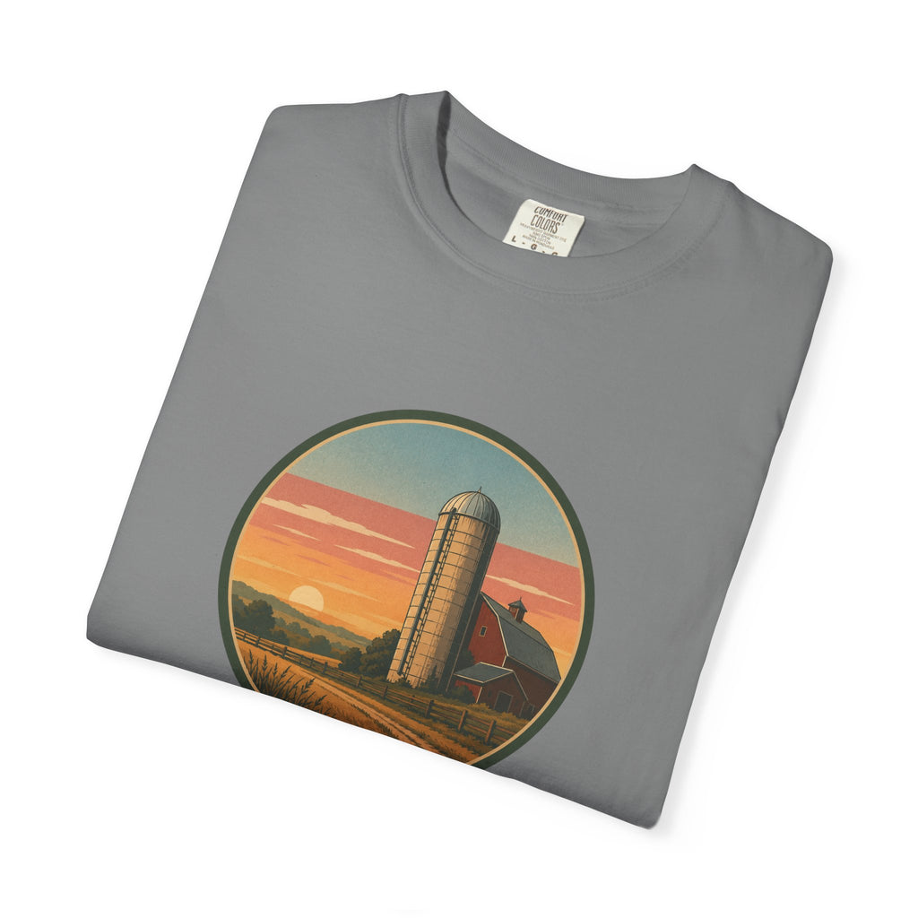 Retro Sunset Farm Silo T-Shirt
