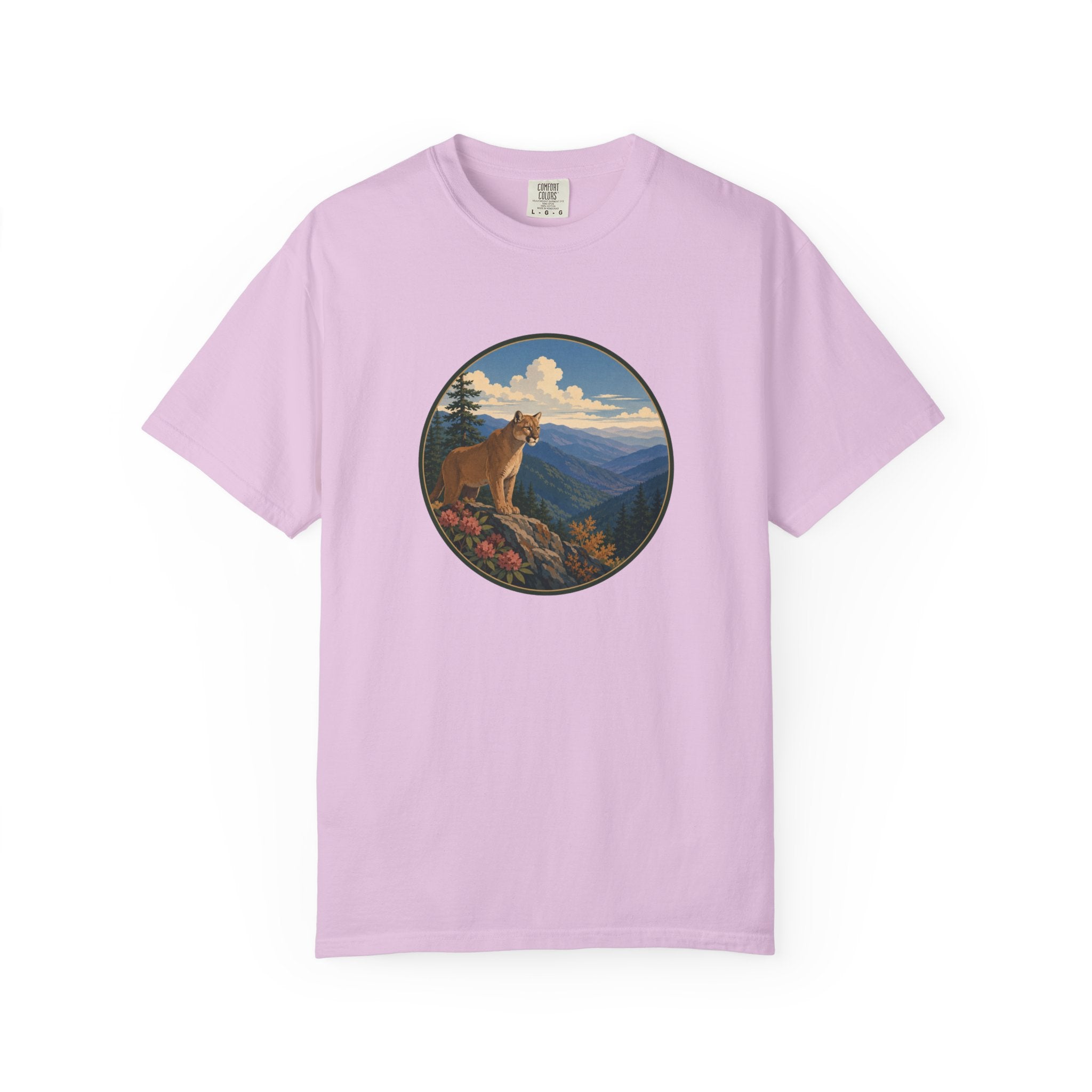 Mountain Lion Scenic T-Shirt — Vintage Nature Wildlife Graphic