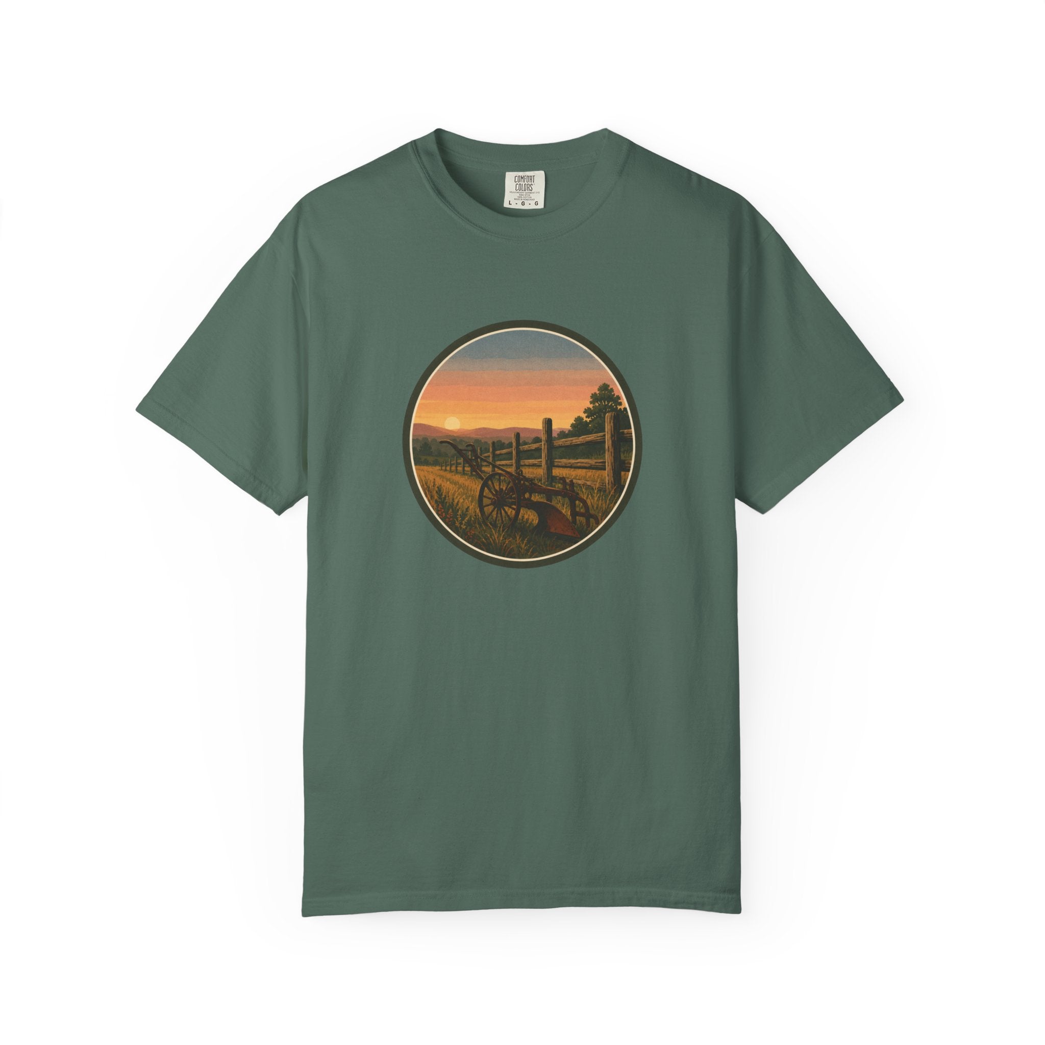 Sunset Antique Plow Landscape T-Shirt