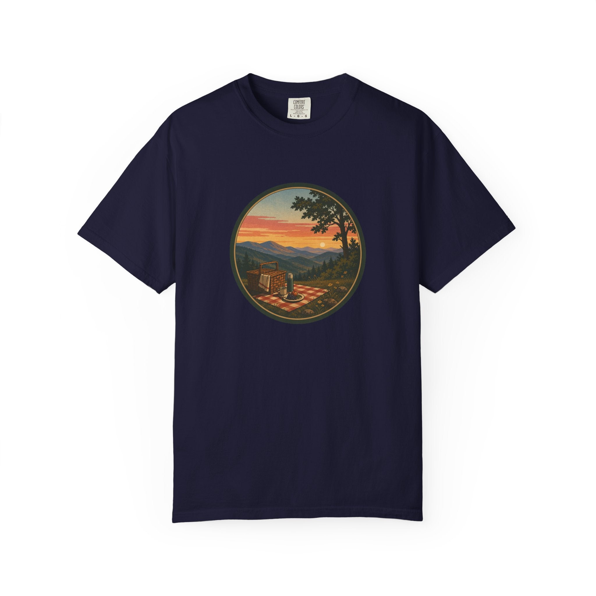 Sunset Picnic Tee — Scenic Mountain Picnic T-Shirt