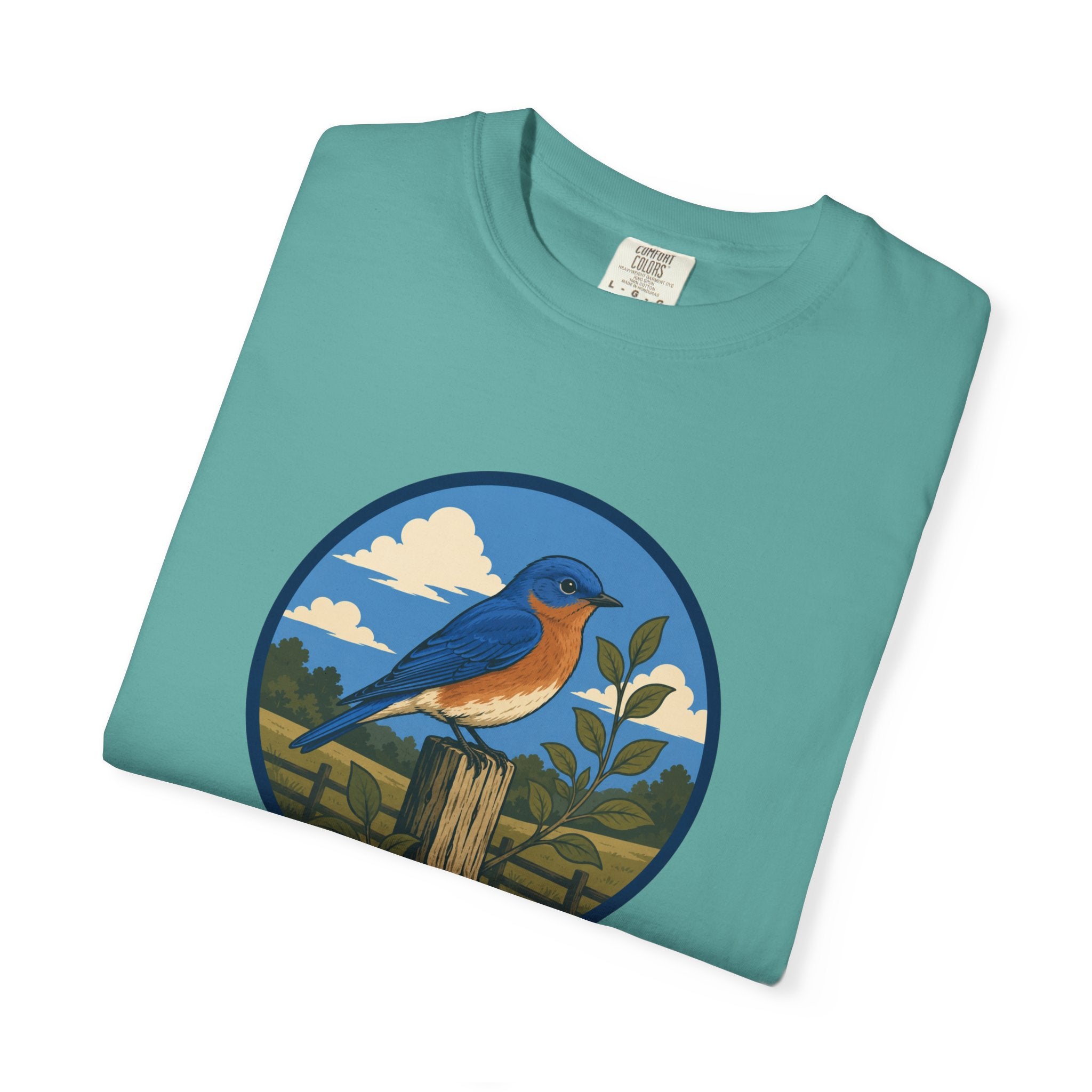 Eastern Bluebird Circle Tee — Vintage Birdwatching Graphic T-Shirt