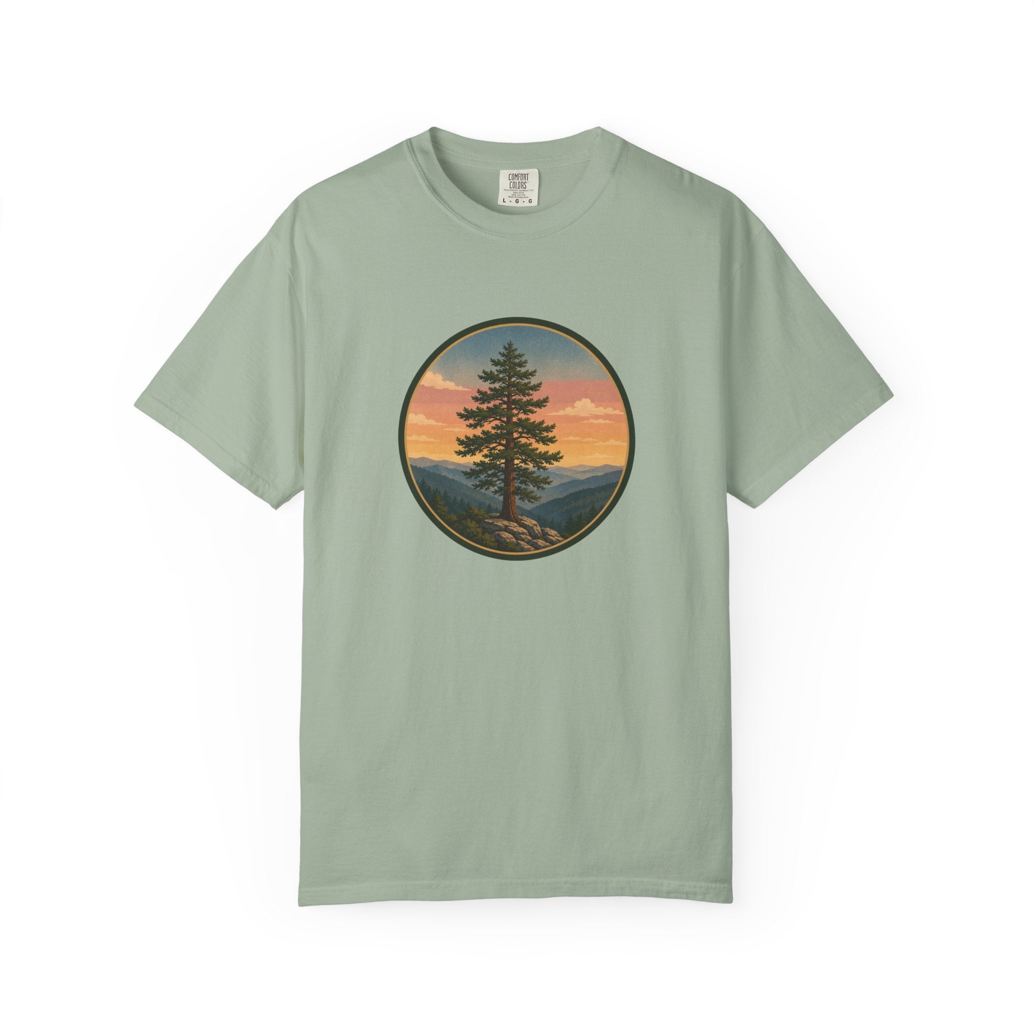 Cedar Tree Sunset T-Shirt — Vintage Mountain Cedar Graphic Tee