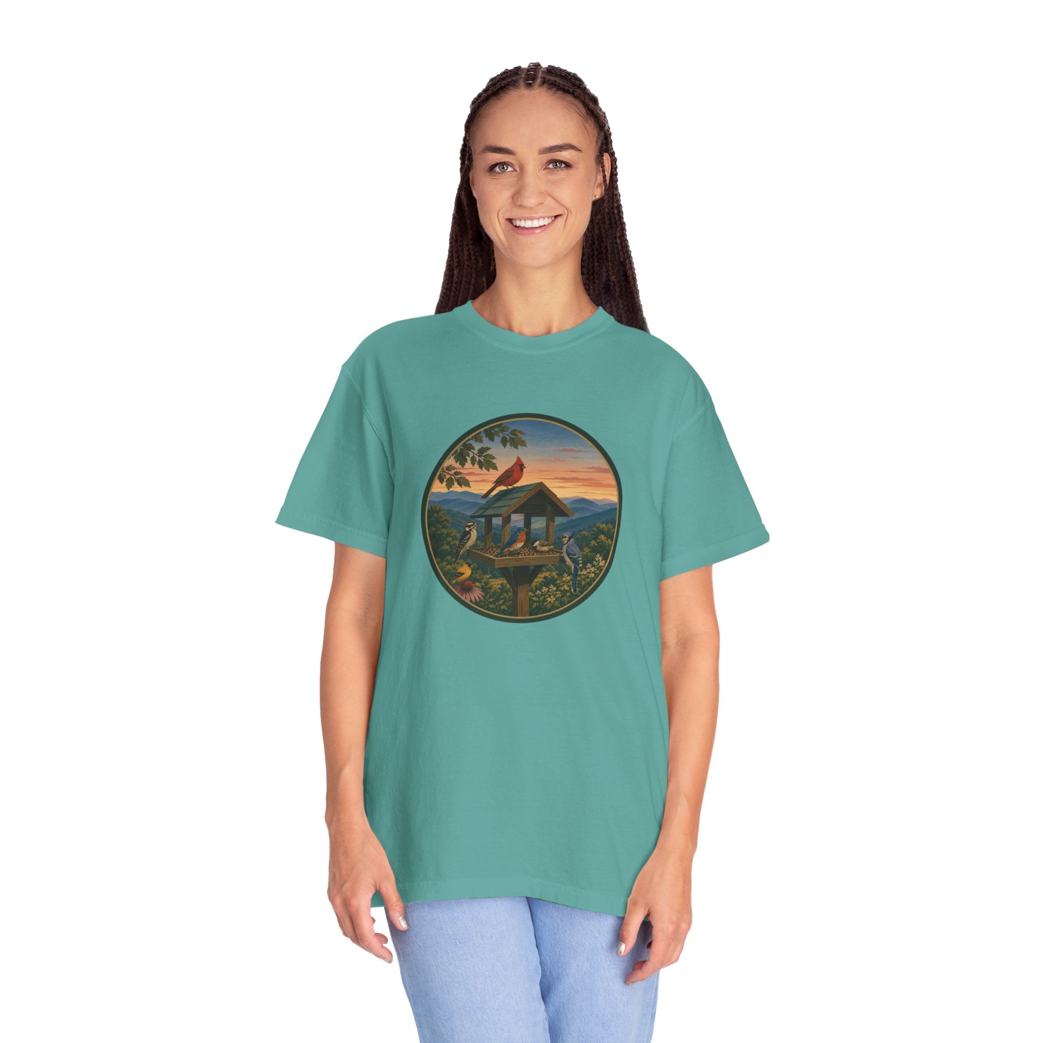 Sunset Bird Feeder Circle T-Shirt