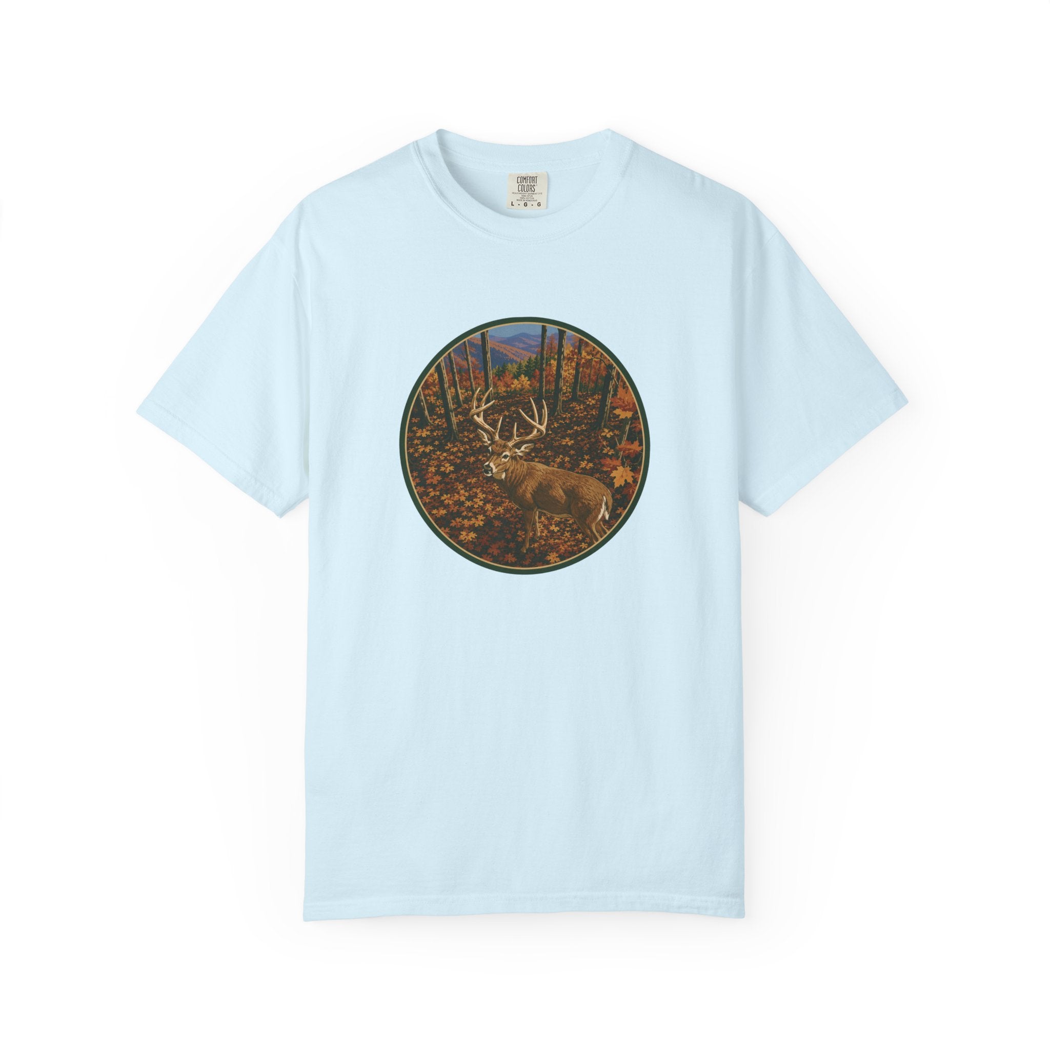 Whitetail BuckT-Shirt — Autumn Forest Deer Circle Graphic