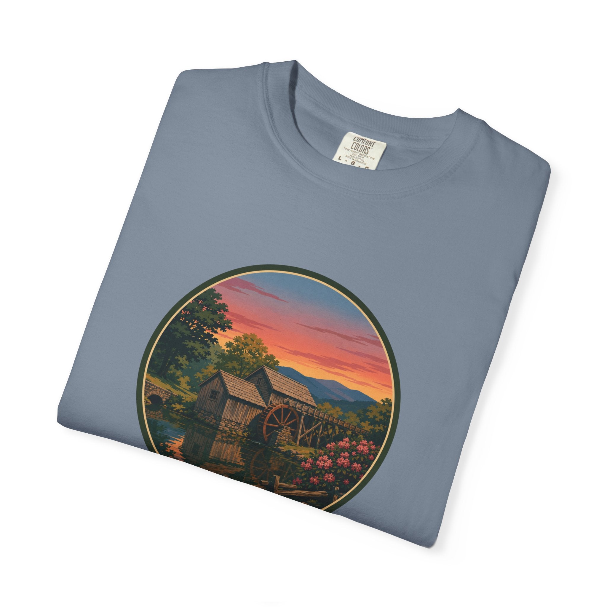 Scenic Sunset Watermill  T-Shirt