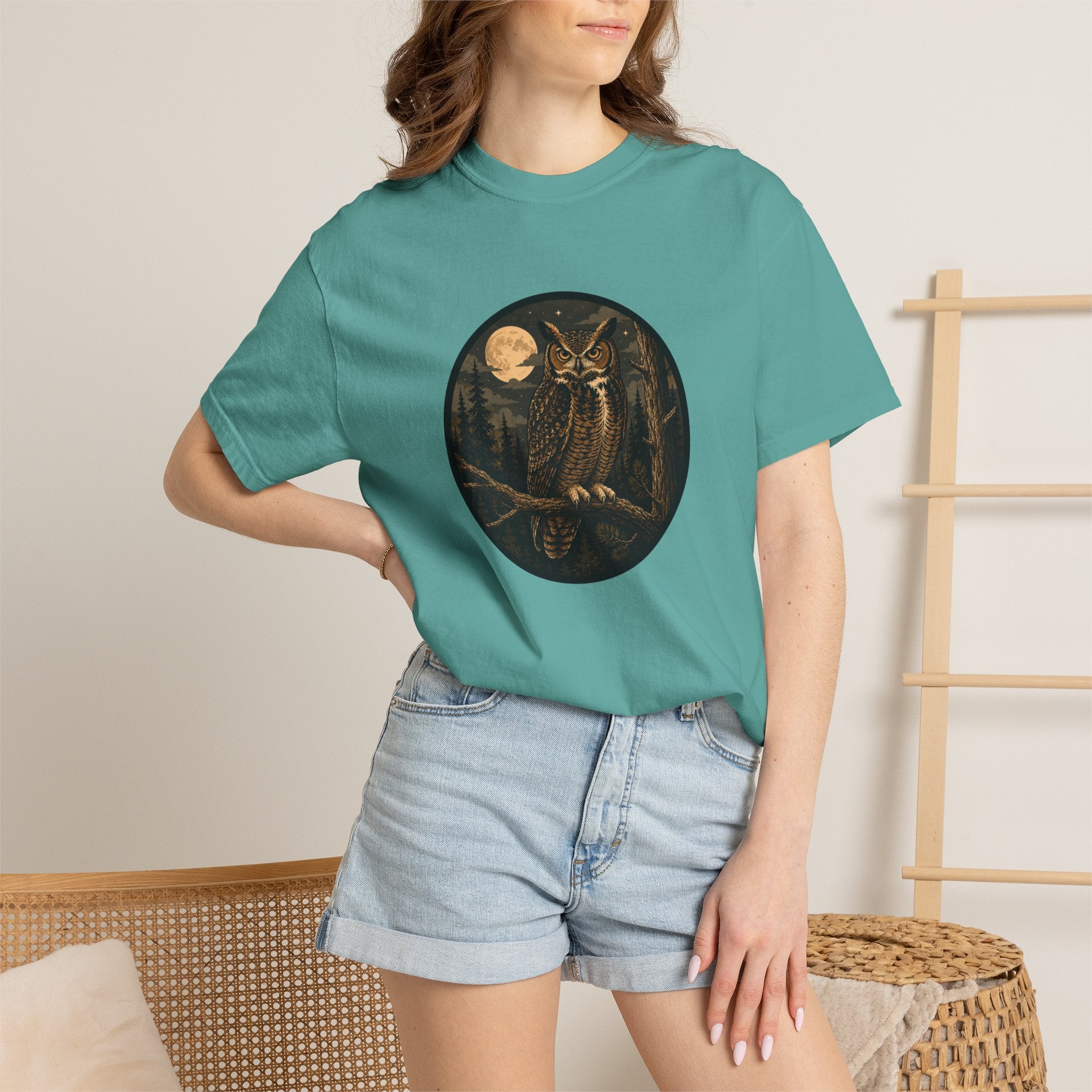 Owl Moon T-Shirt — Vintage Night Forest Graphic