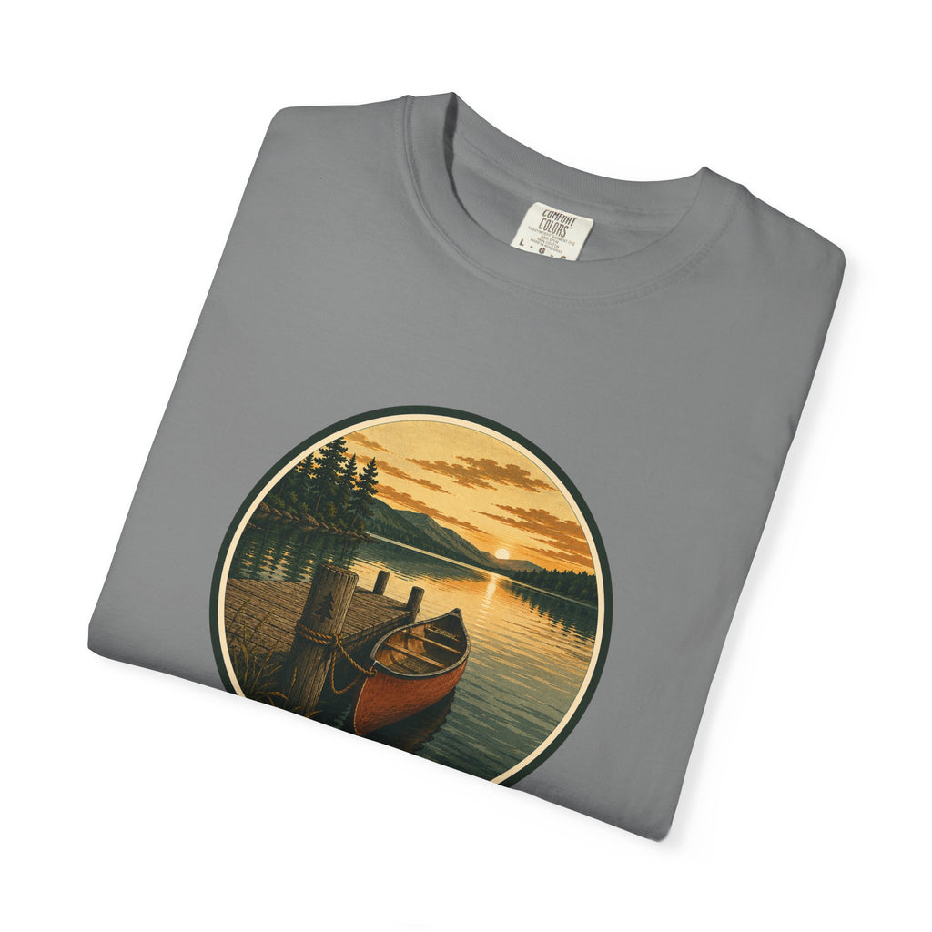 Canoe Sunset T-Shirt — Vintage Lake Adventure Graphic