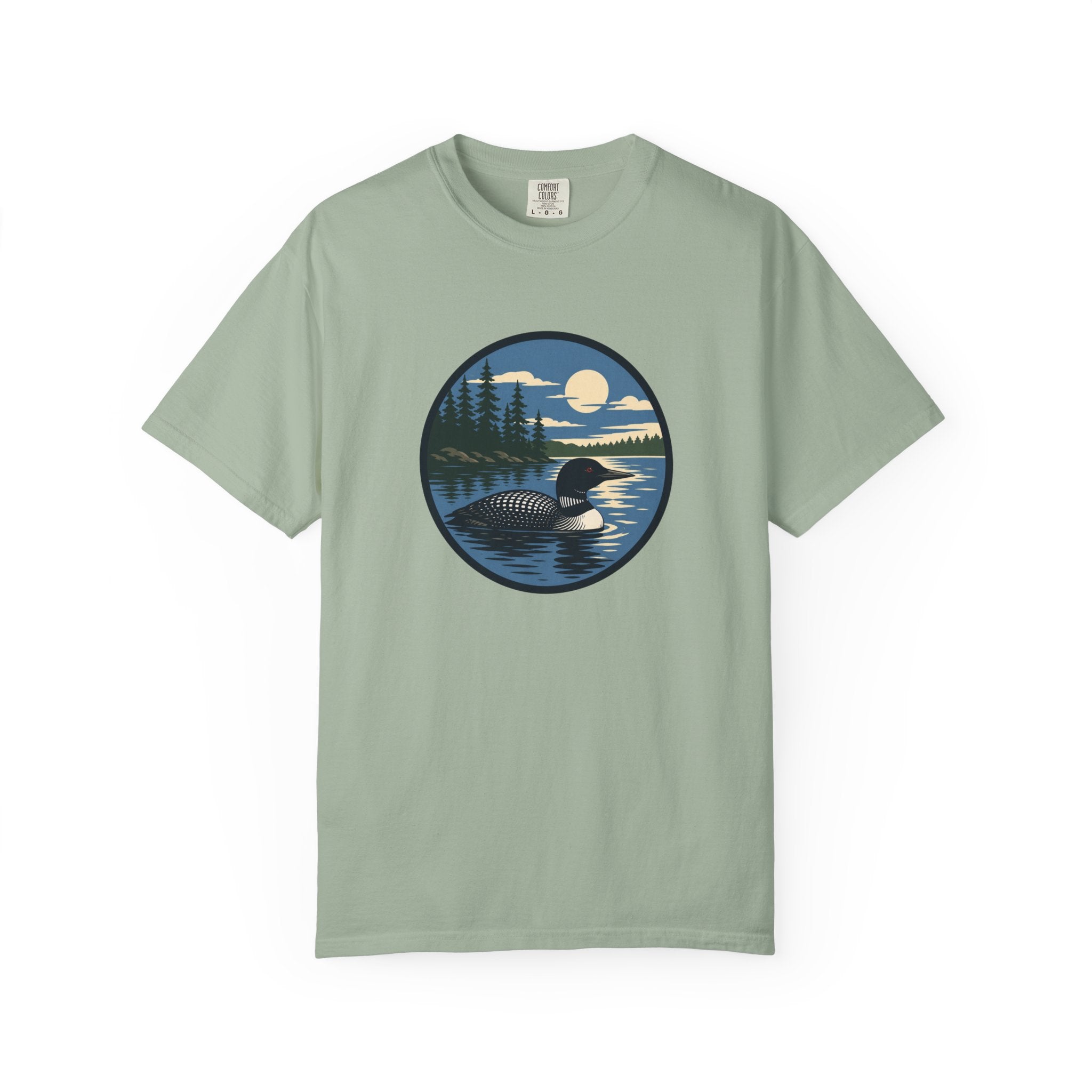 Loon Lake Sunset T-Shirt — Vintage Wilderness Loon Graphic