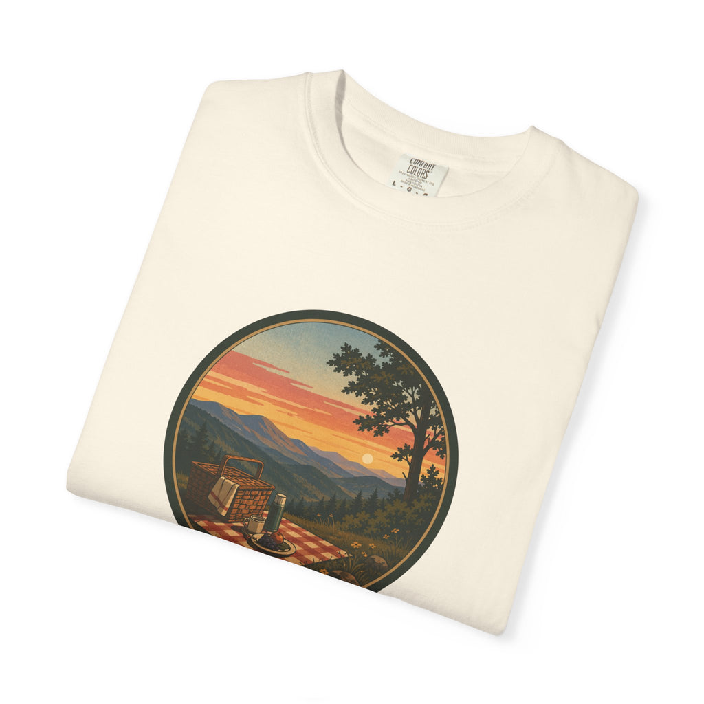 Sunset Picnic Tee — Scenic Mountain Picnic T-Shirt
