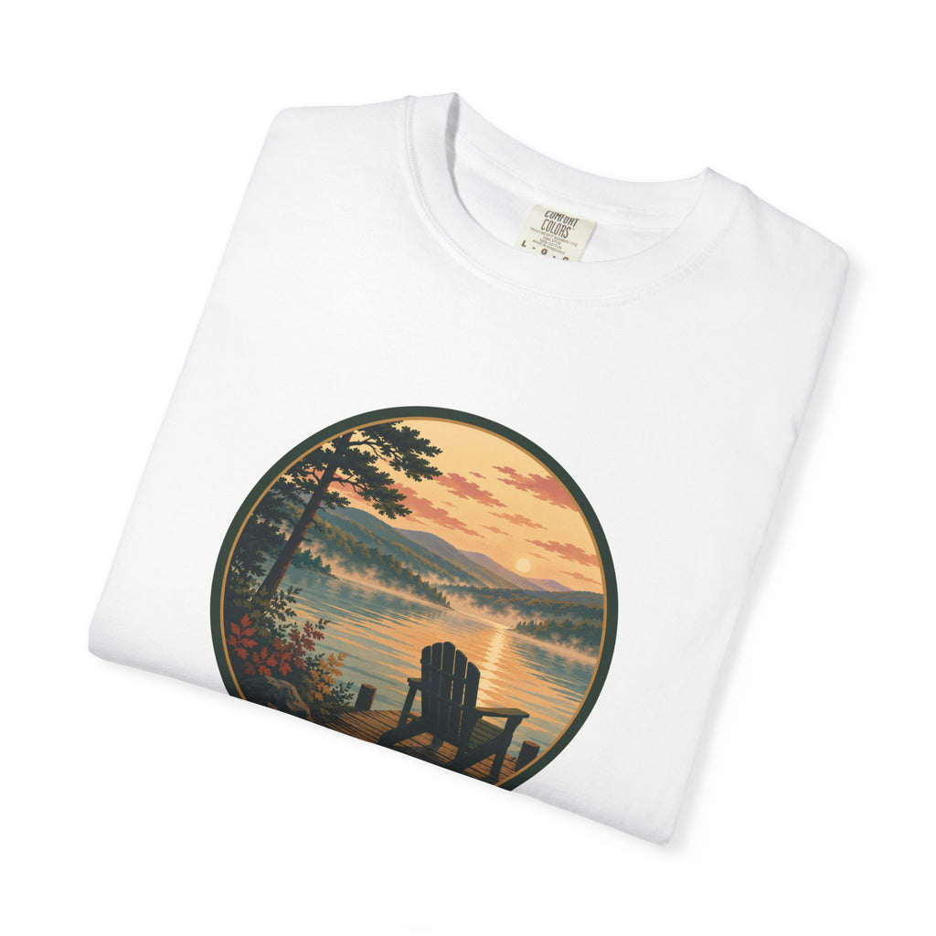 Lakeside Sunrise T-Shirt — Adirondack Chair at Sunrise Graphic Tee