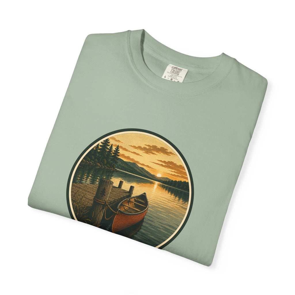 Canoe Sunset T-Shirt — Vintage Lake Adventure Graphic