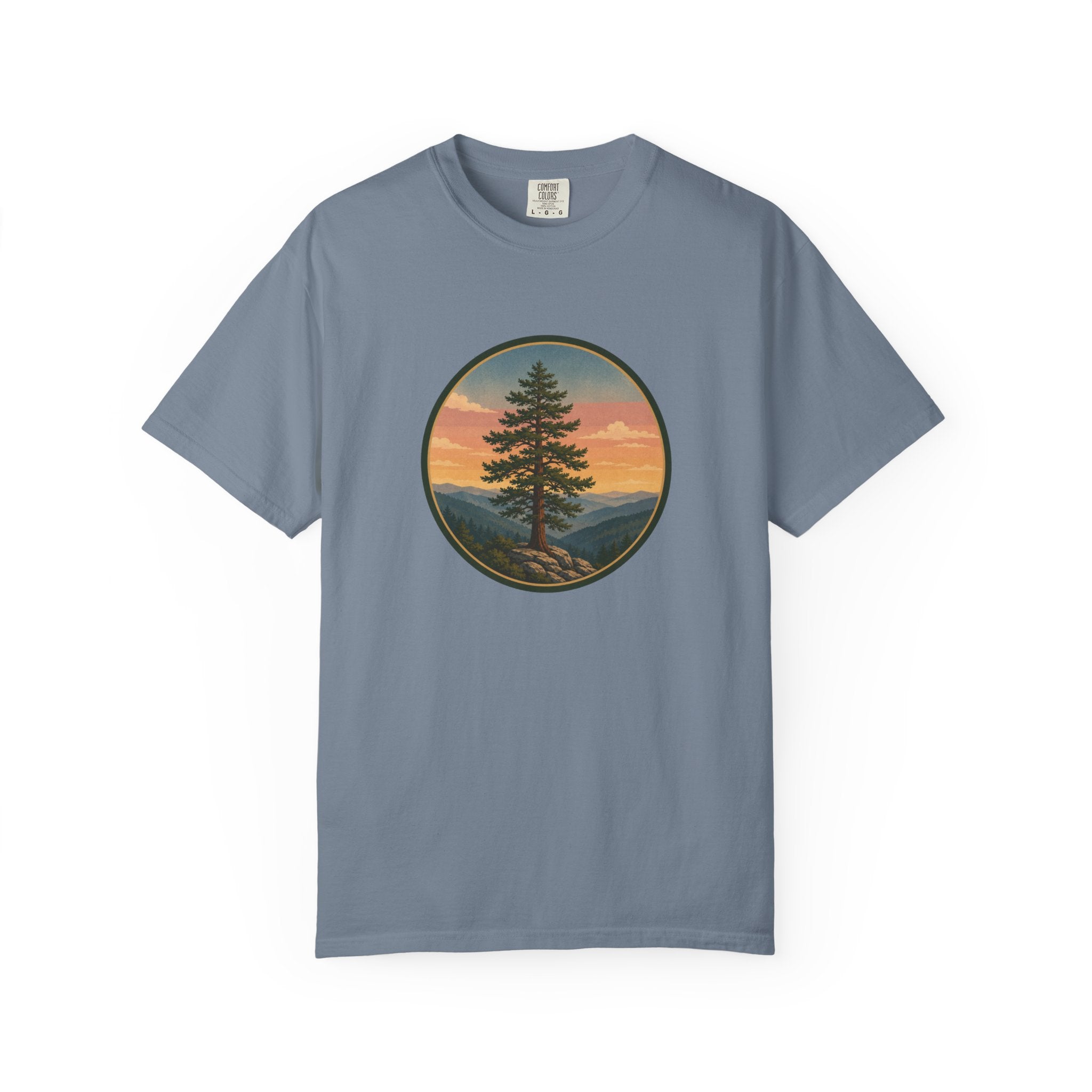 Cedar Tree Sunset T-Shirt — Vintage Mountain Cedar Graphic Tee