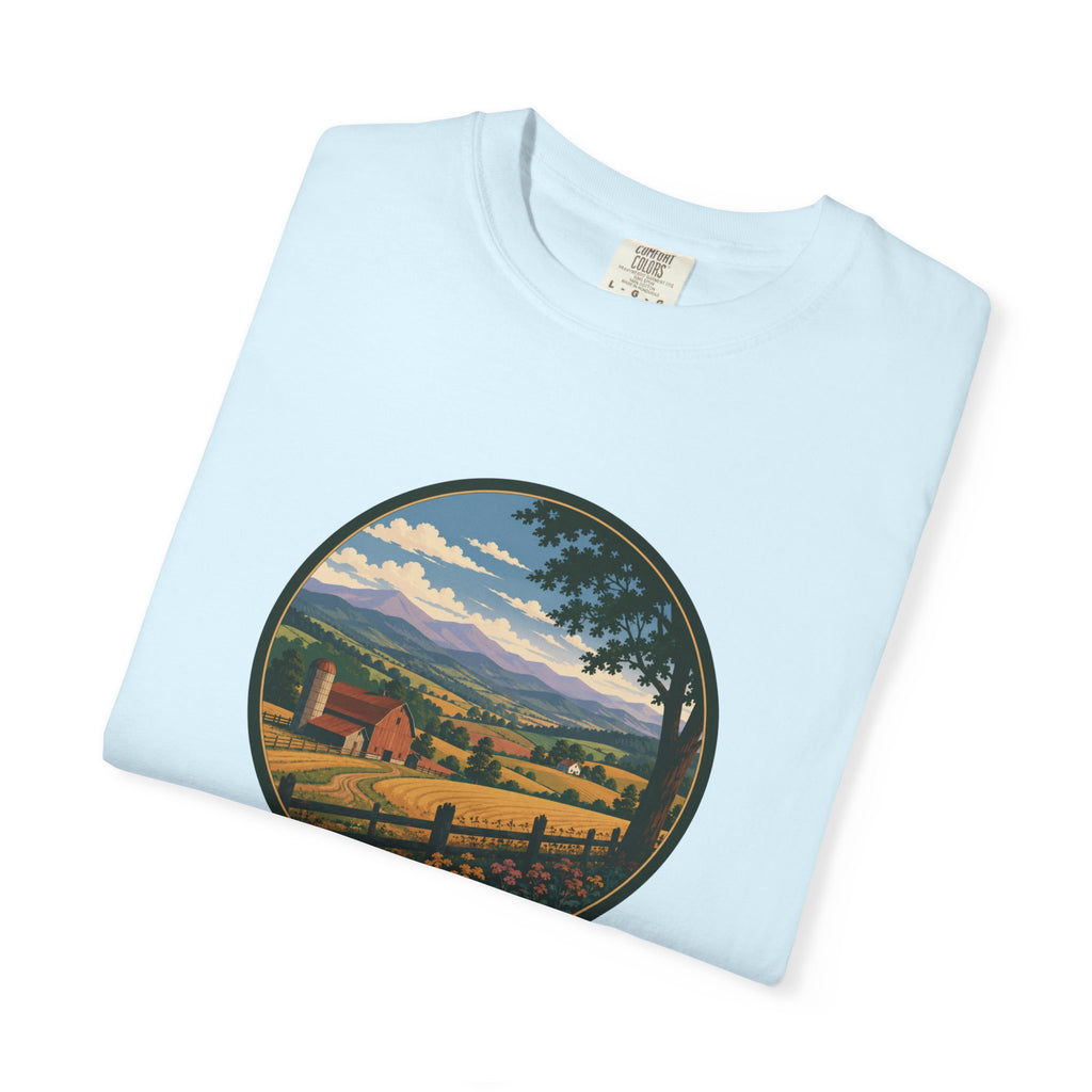 Scenic Countryside T-Shirt — Vintage Farm Landscape Graphic