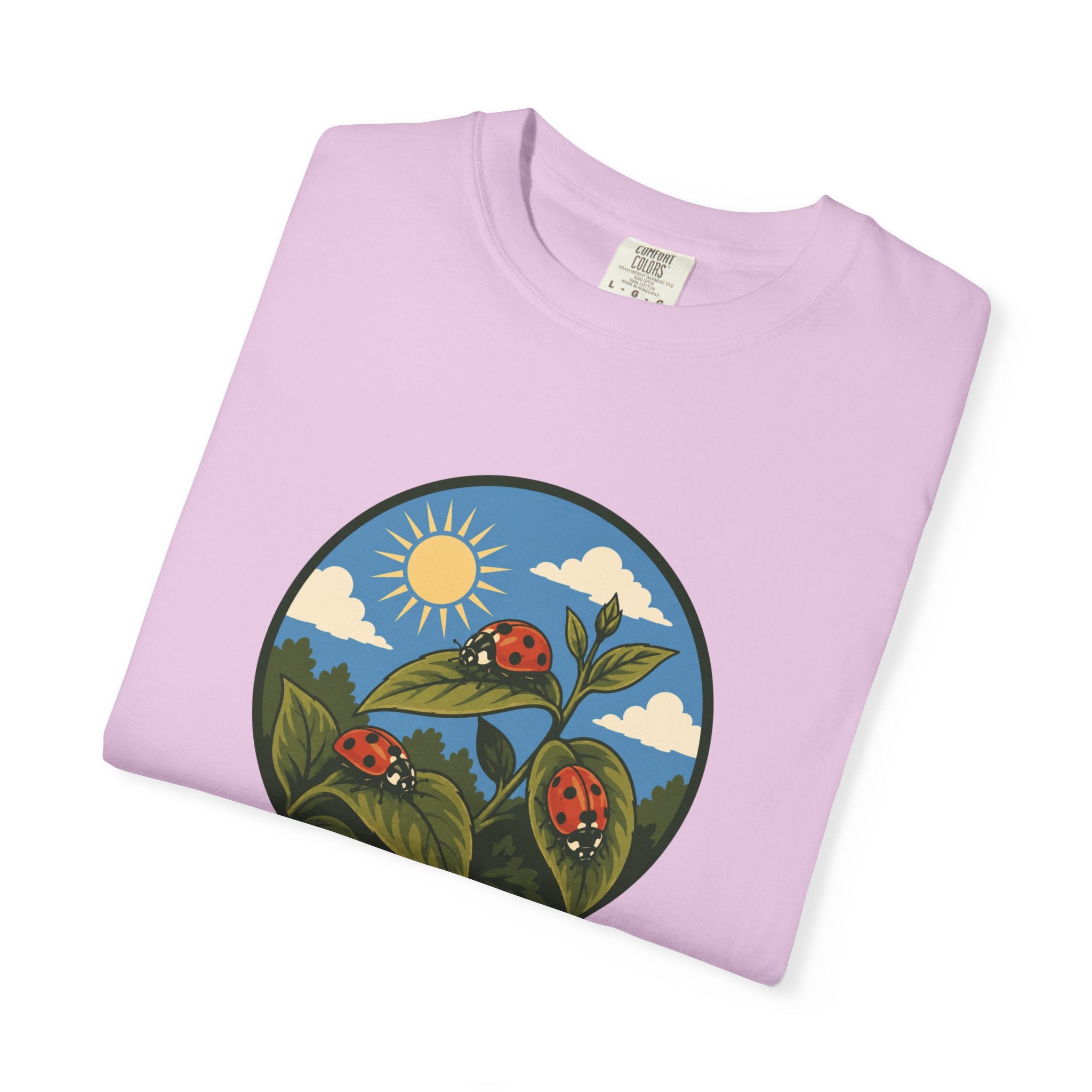 Ladybug Garden T-Shirt — Floral Nature Graphic Tee