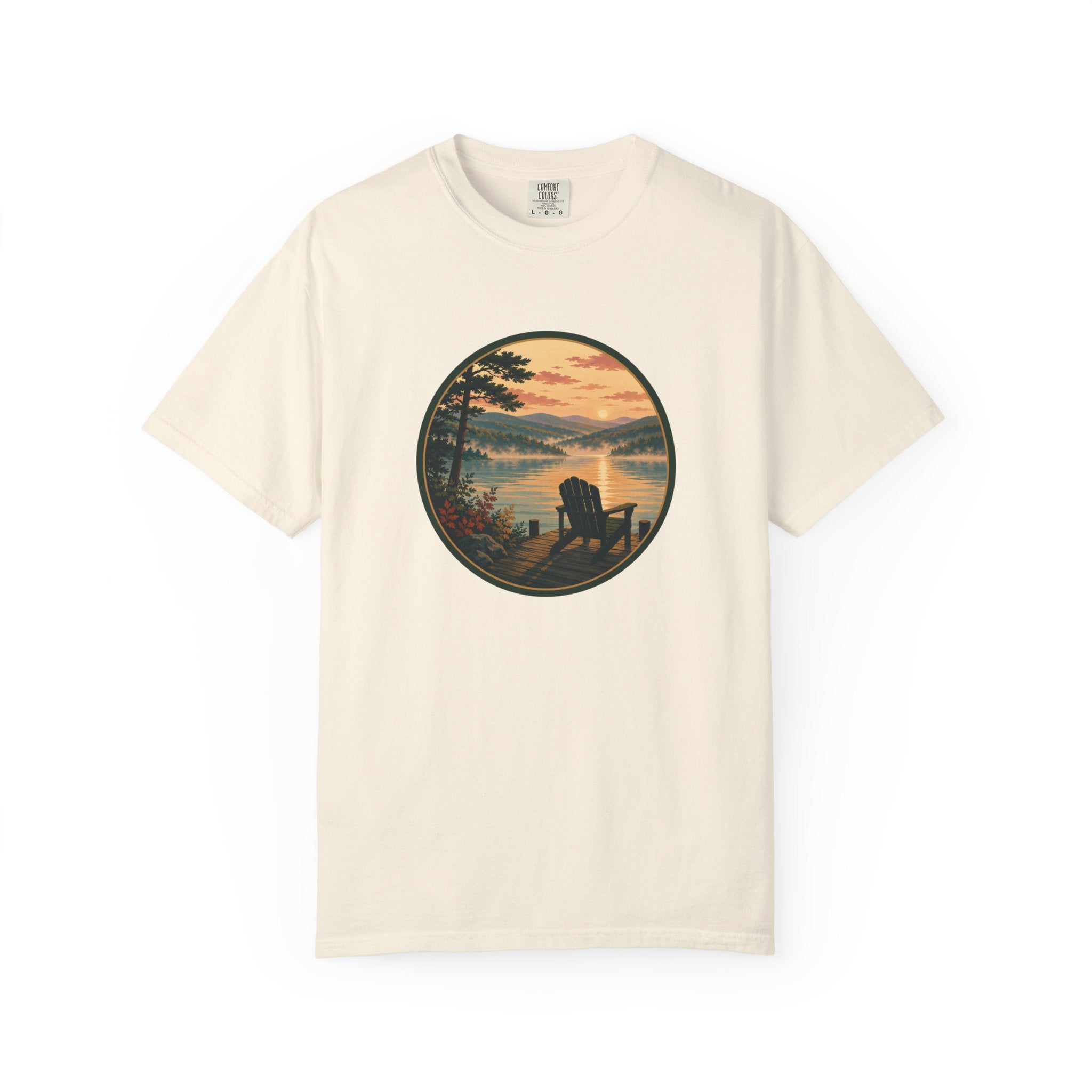 Lakeside Sunrise T-Shirt — Adirondack Chair at Sunrise Graphic Tee