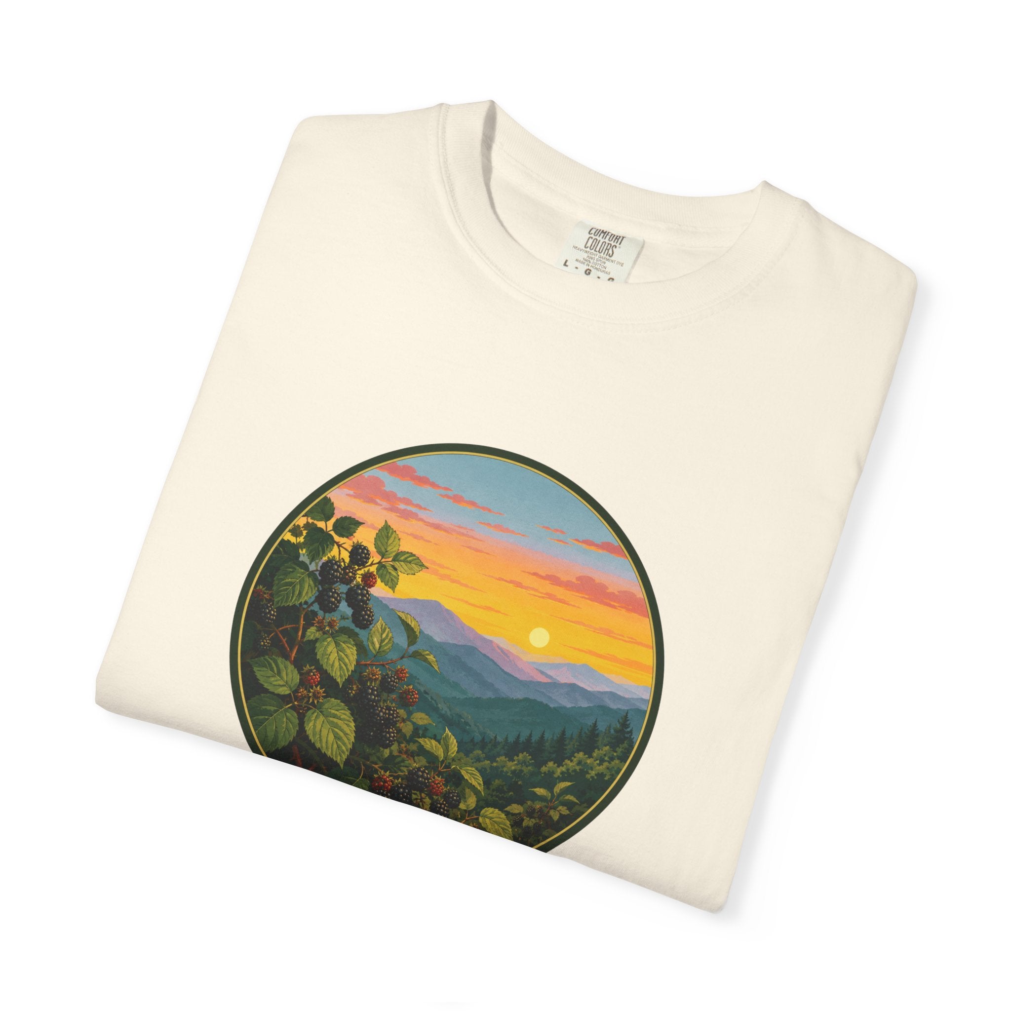 Blue Ridge Blackberries T-Shirt — Scenic Mountain Sunset Tee