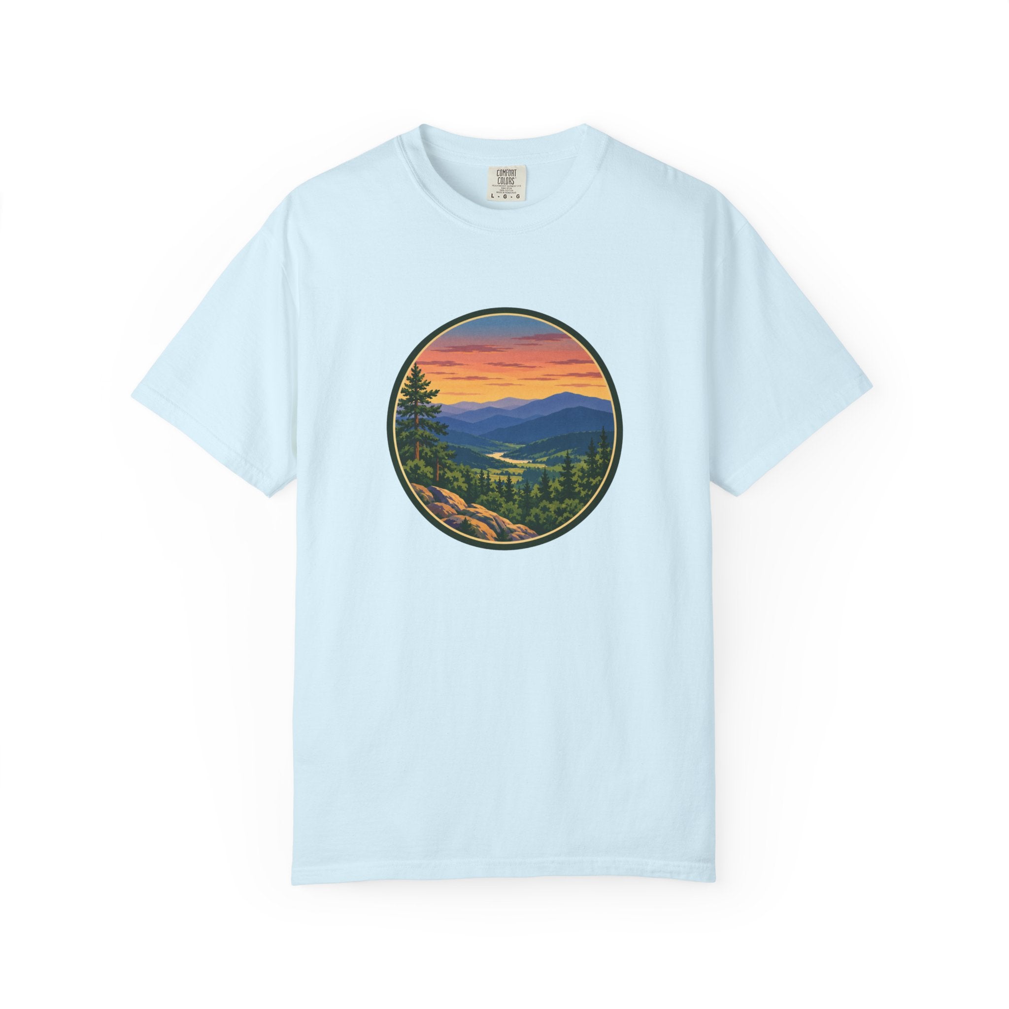 Retro Mountain Sunset T-Shirt — Scenic Blue Ridge Mountain Tee