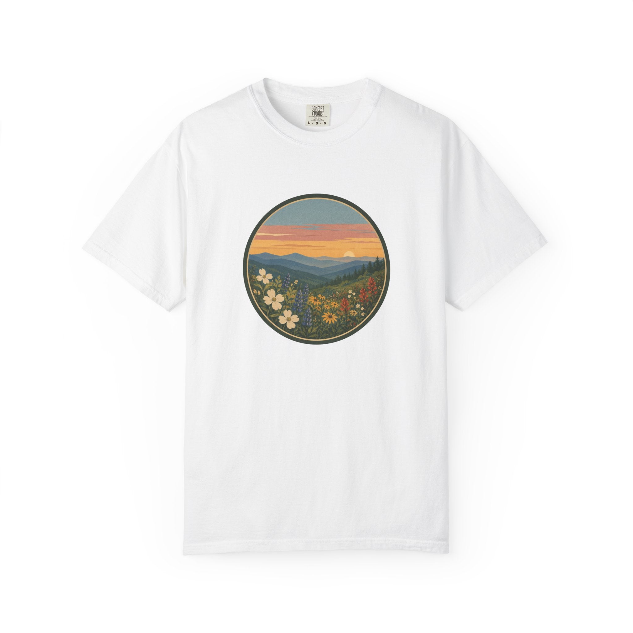 Scenic Sunset Mountain Wildflower T-Shirt