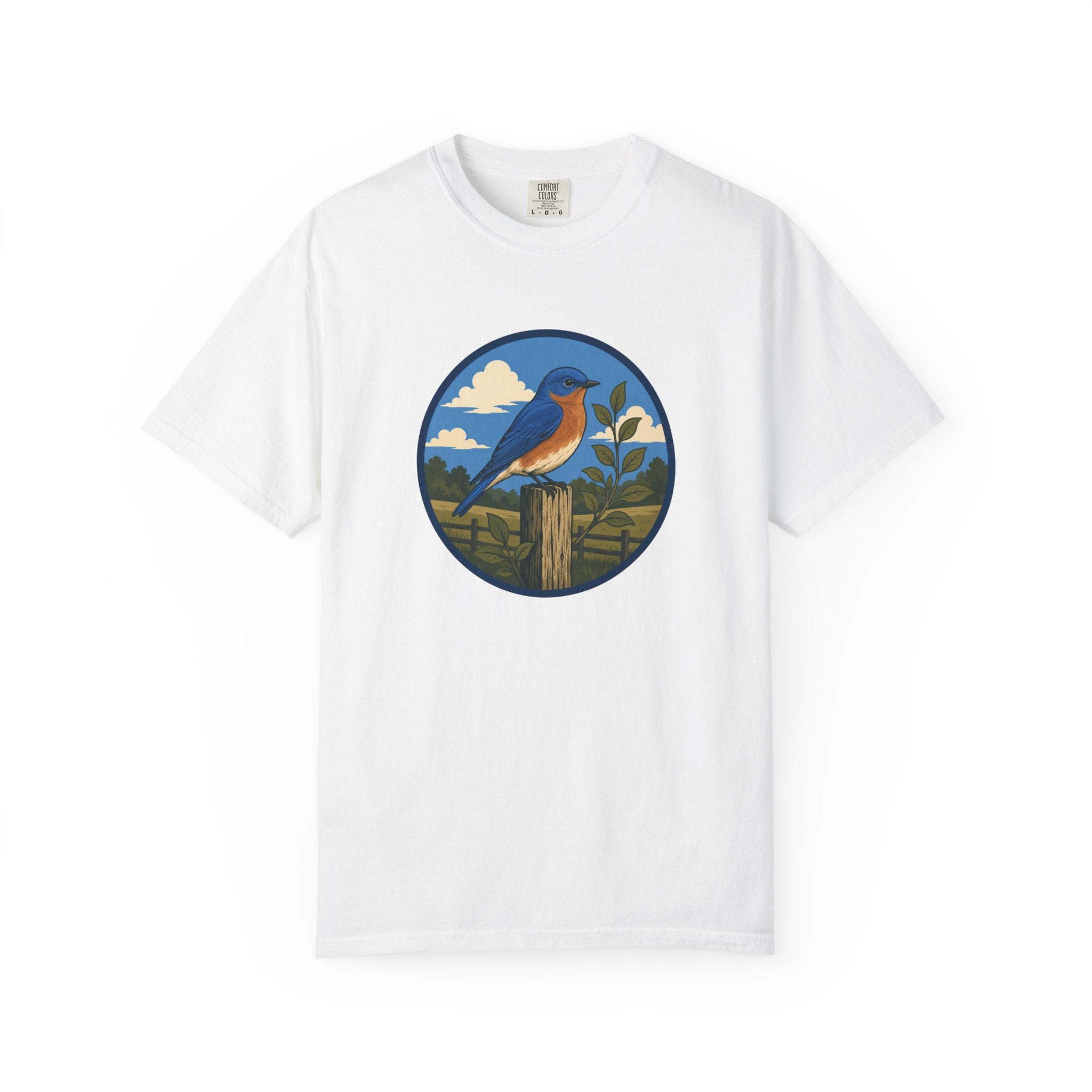 Eastern Bluebird Circle Tee — Vintage Birdwatching Graphic T-Shirt