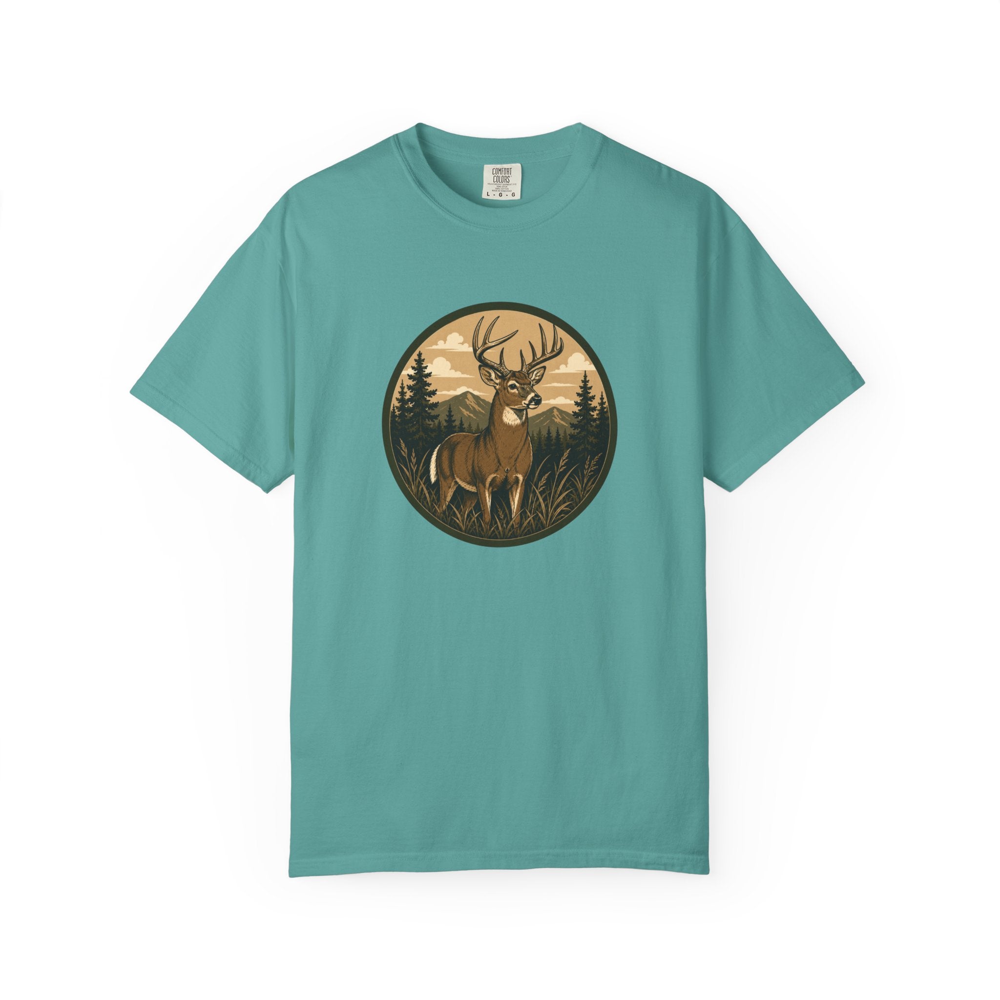 Buck in the Pines T-Shirt — Vintage Deer Forest Graphic Tee