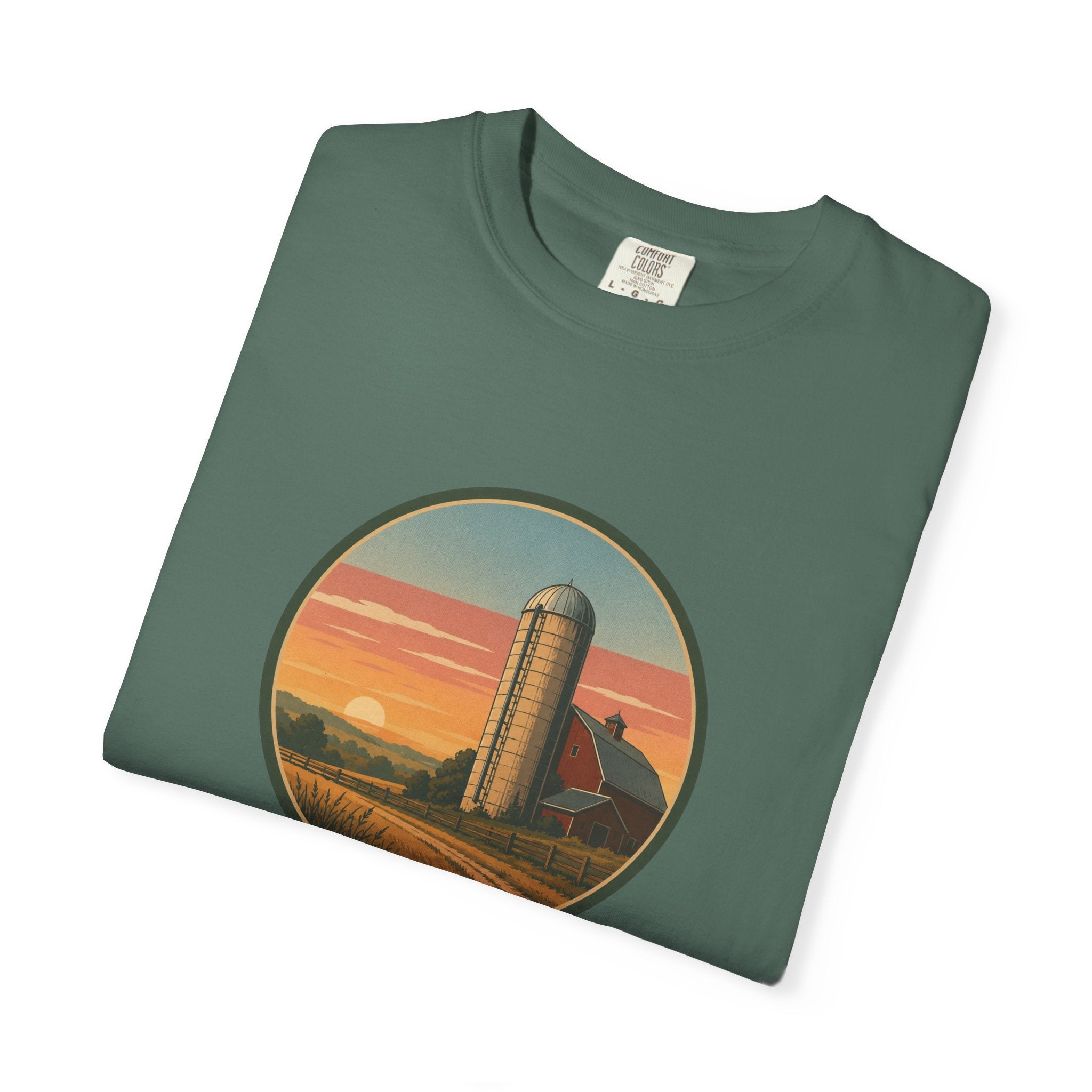 Retro Sunset Farm Silo T-Shirt