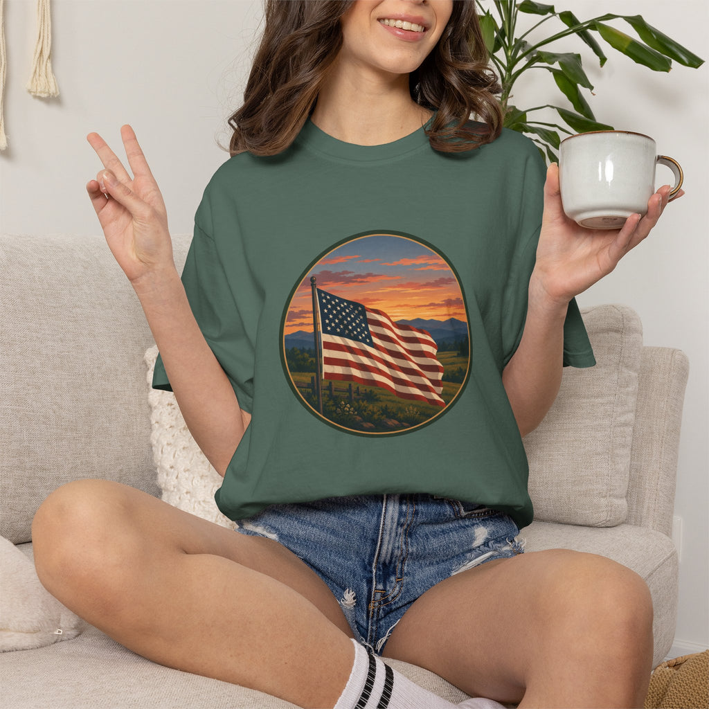 American Flag Sunset T-Shirt