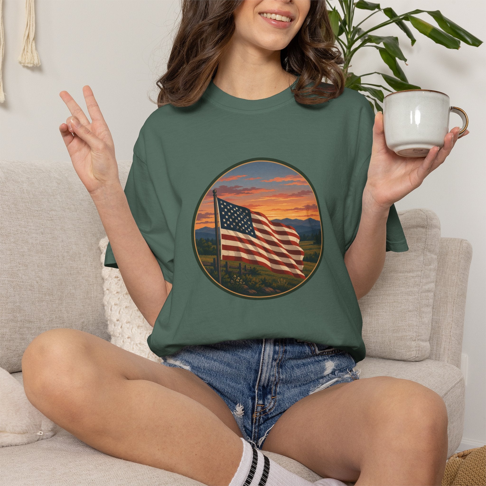 American Flag Sunset T-Shirt