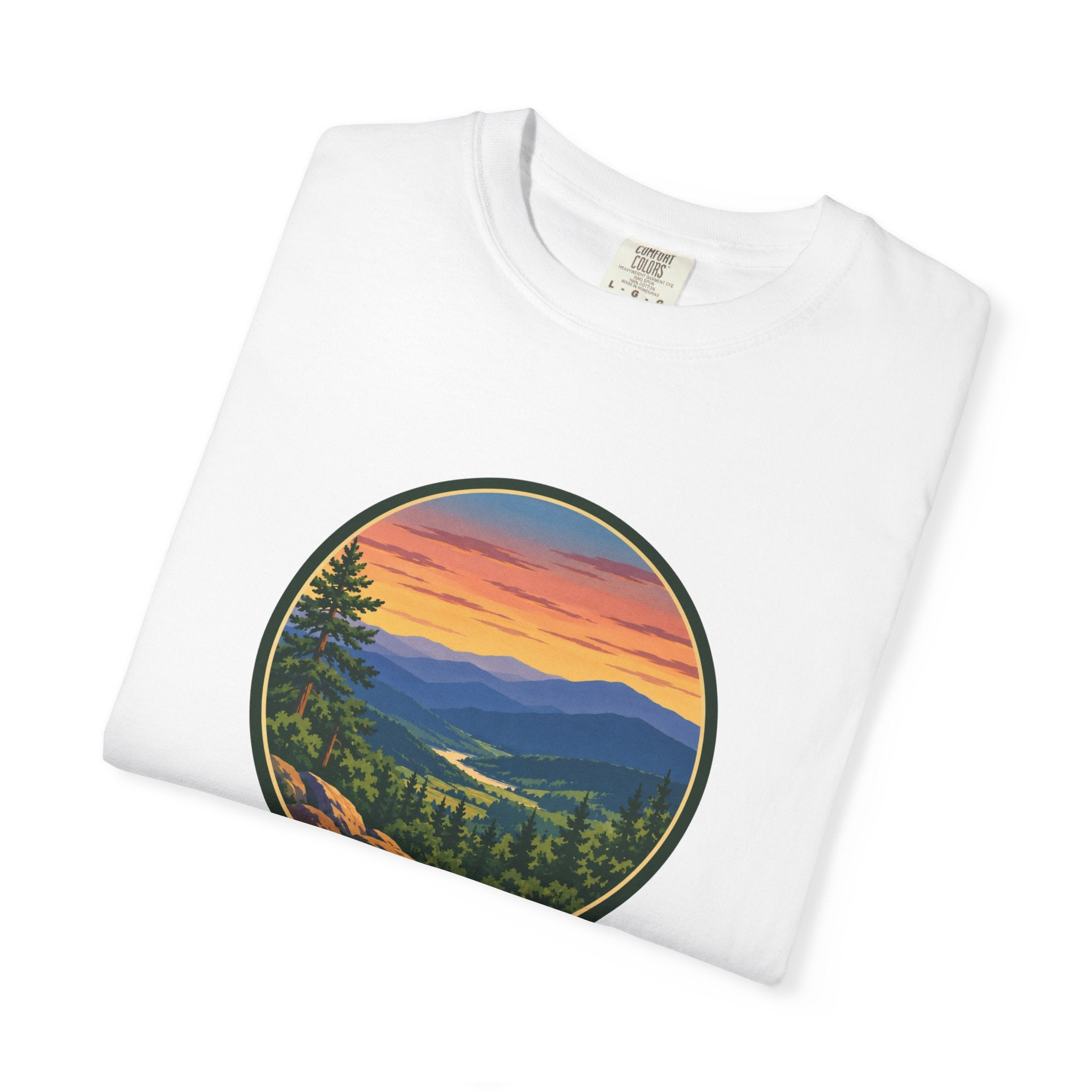 Retro Mountain Sunset T-Shirt — Scenic Blue Ridge Mountain Tee