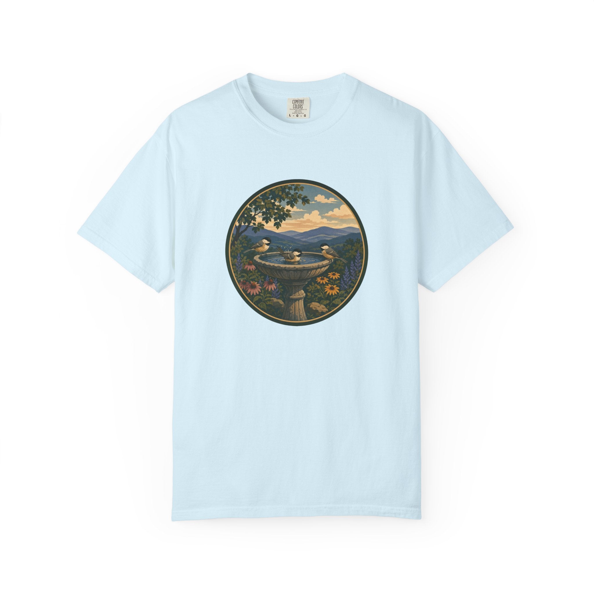 Scenic Birdbath Landscape T-Shirt