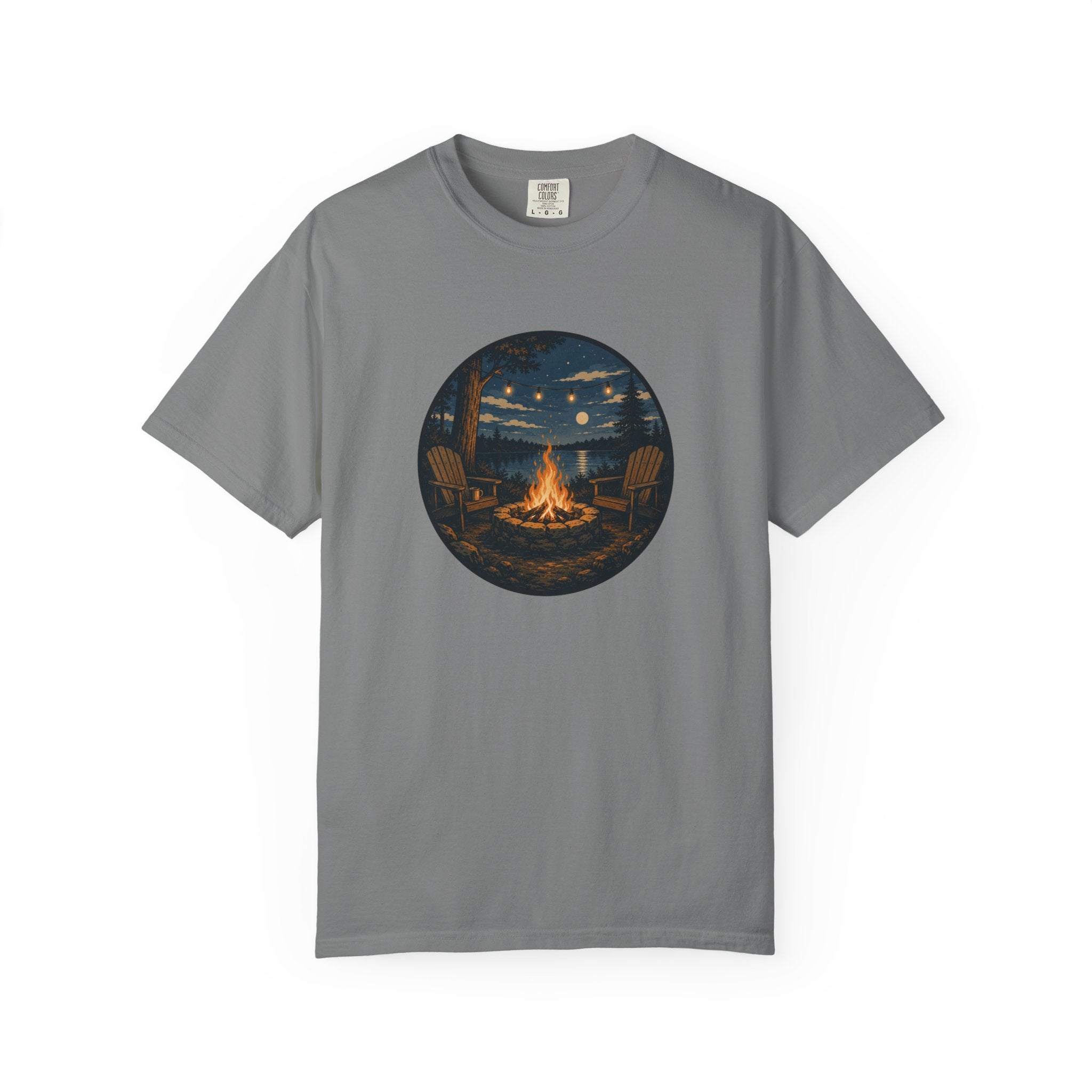 Campfire Night T-Shirt — Cozy Lakeside Bonfire Design