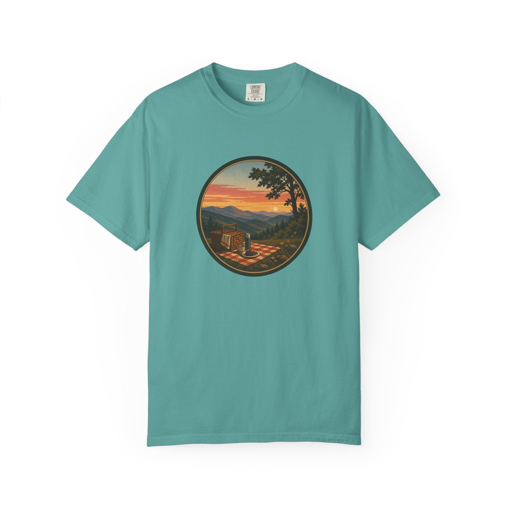 Sunset Picnic Tee — Scenic Mountain Picnic T-Shirt