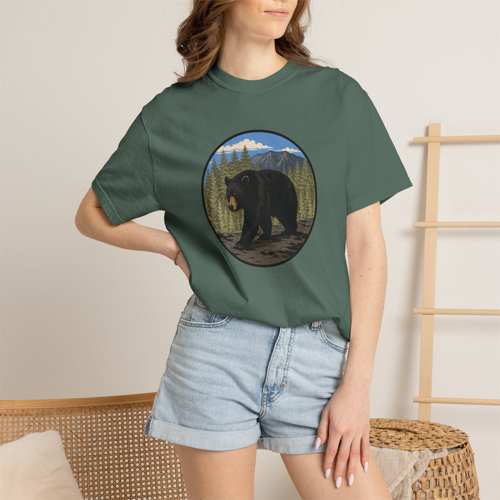 Black Bear Wilderness Badge Unisex Garment-Dyed T-Shirt